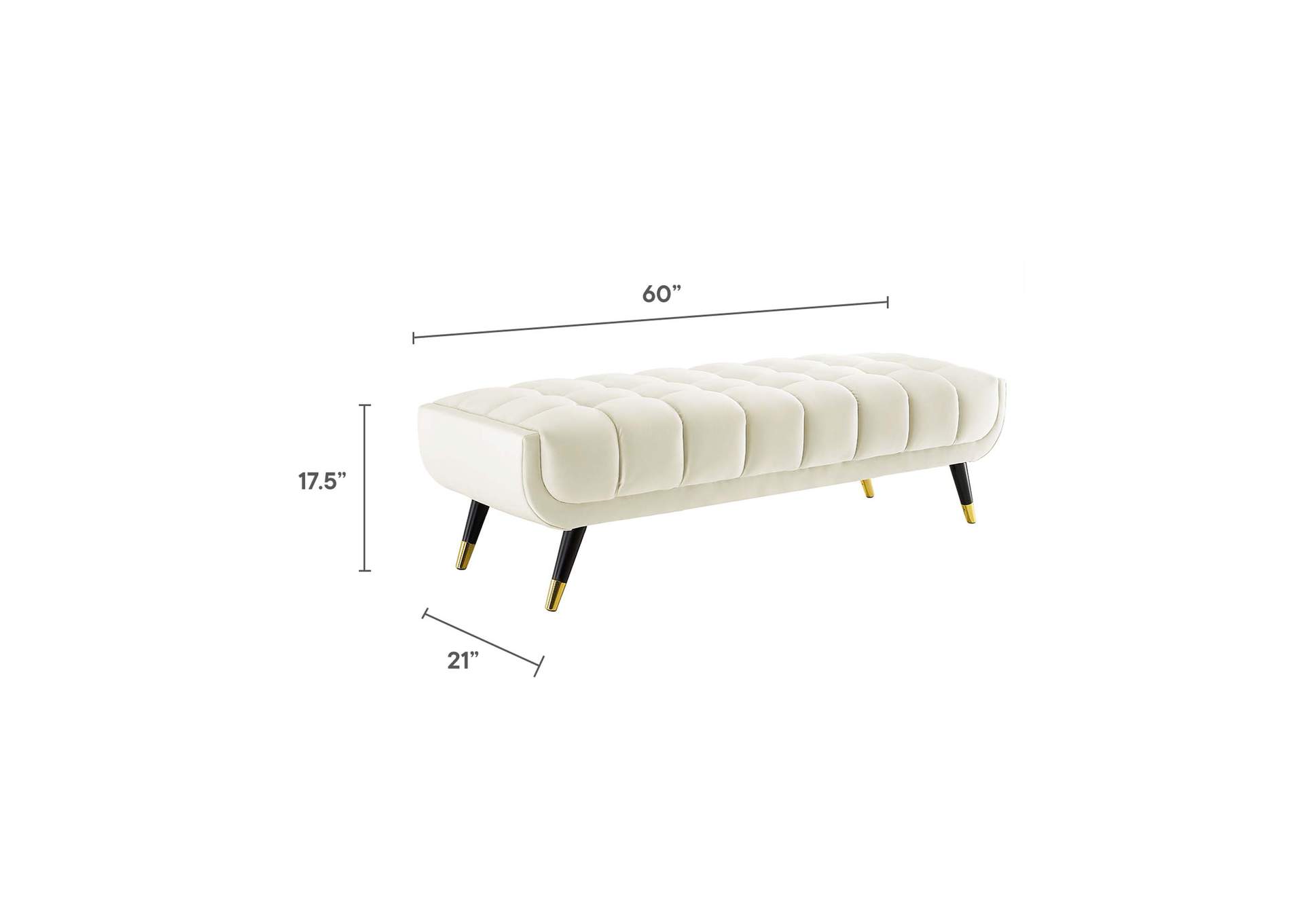 Ivory Adept 60" Performance Velvet Bench,Modway