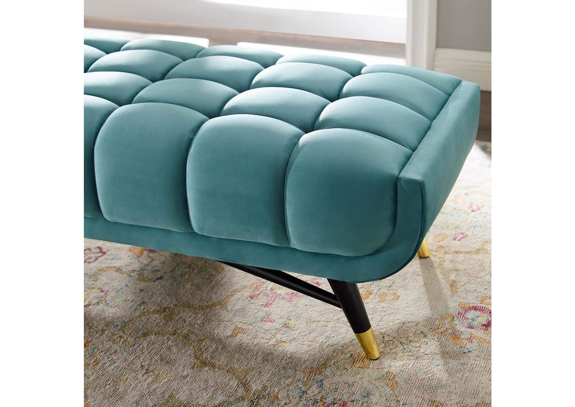 Sea Blue Adept 60" Performance Velvet Bench,Modway