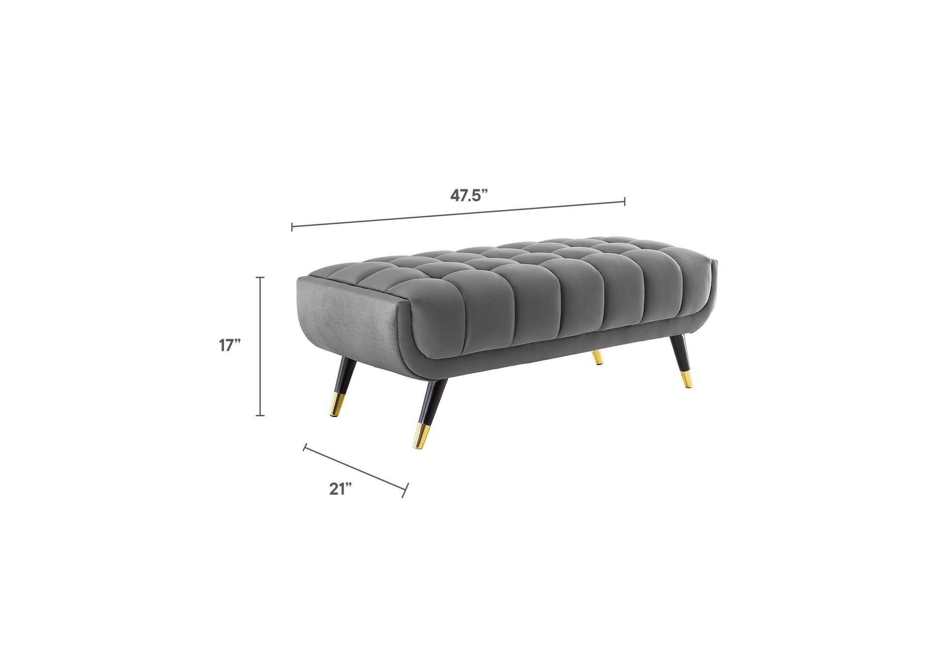 Gray Adept 47.5" Performance Velvet Bench,Modway