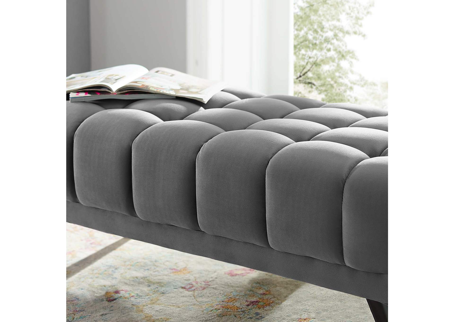 Gray Adept 47.5" Performance Velvet Bench,Modway