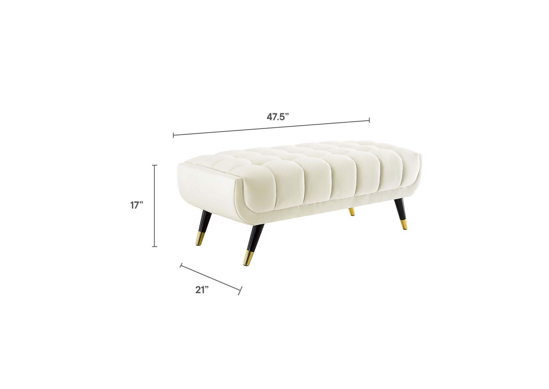 Ivory Adept 47.5" Performance Velvet Bench,Modway