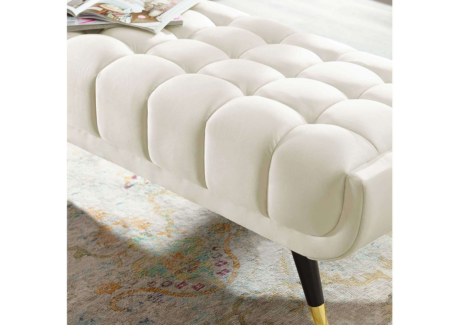 Ivory Adept 47.5" Performance Velvet Bench,Modway