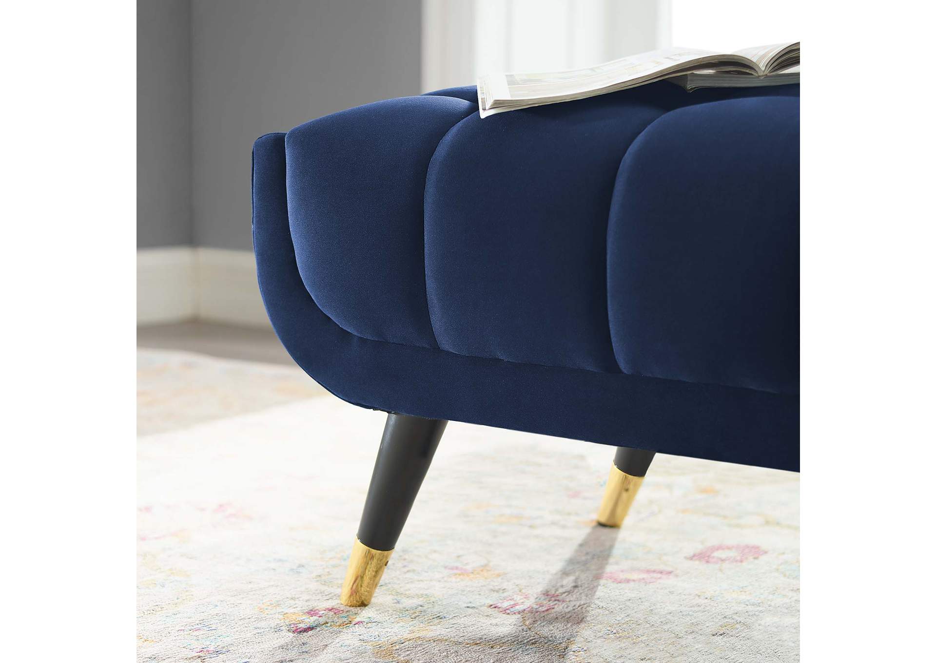 Midnight Blue Adept 47.5" Performance Velvet Bench,Modway