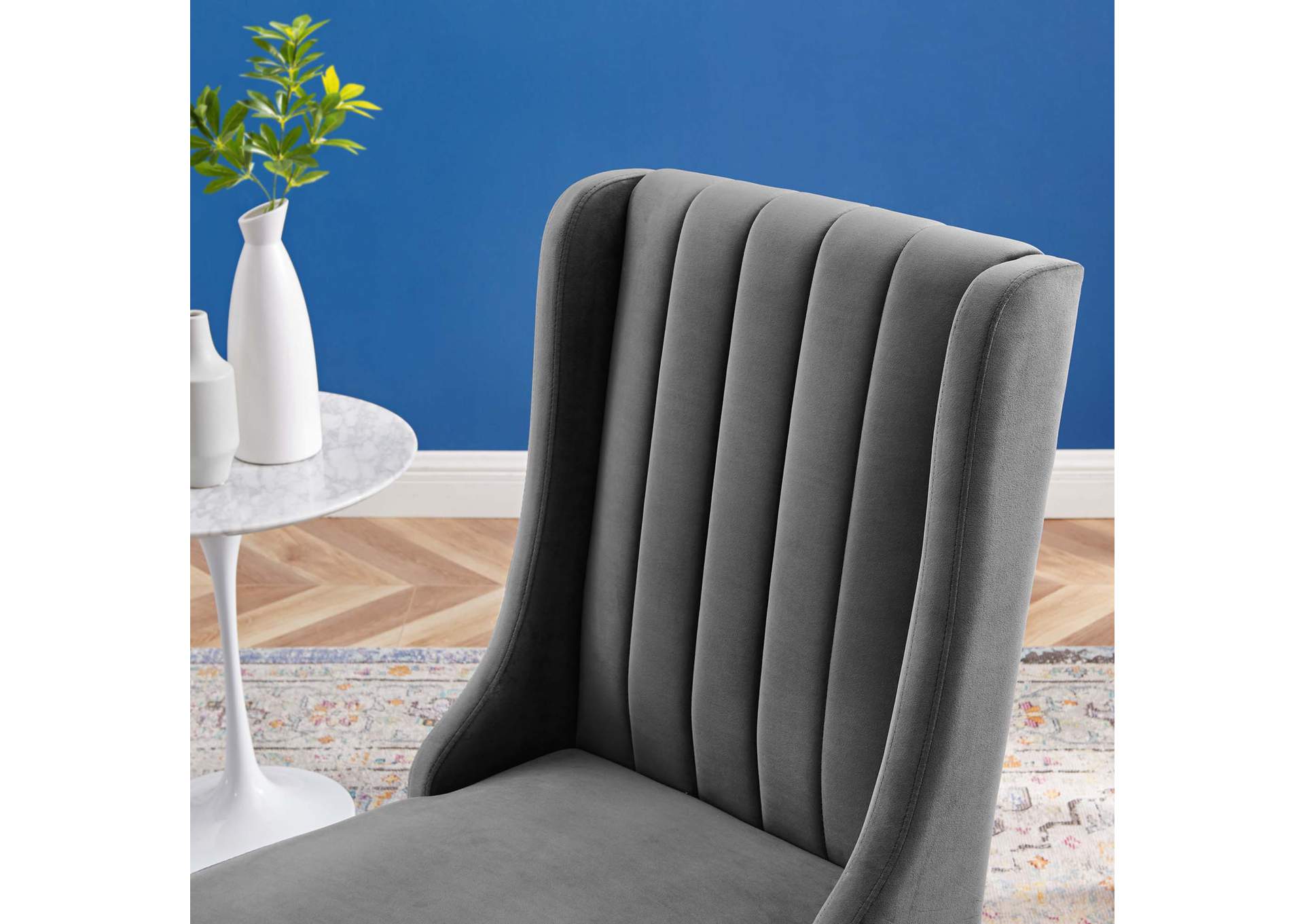 Gray Renew Parsons Performance Velvet Dining Side Chairs - [Set of 2],Modway
