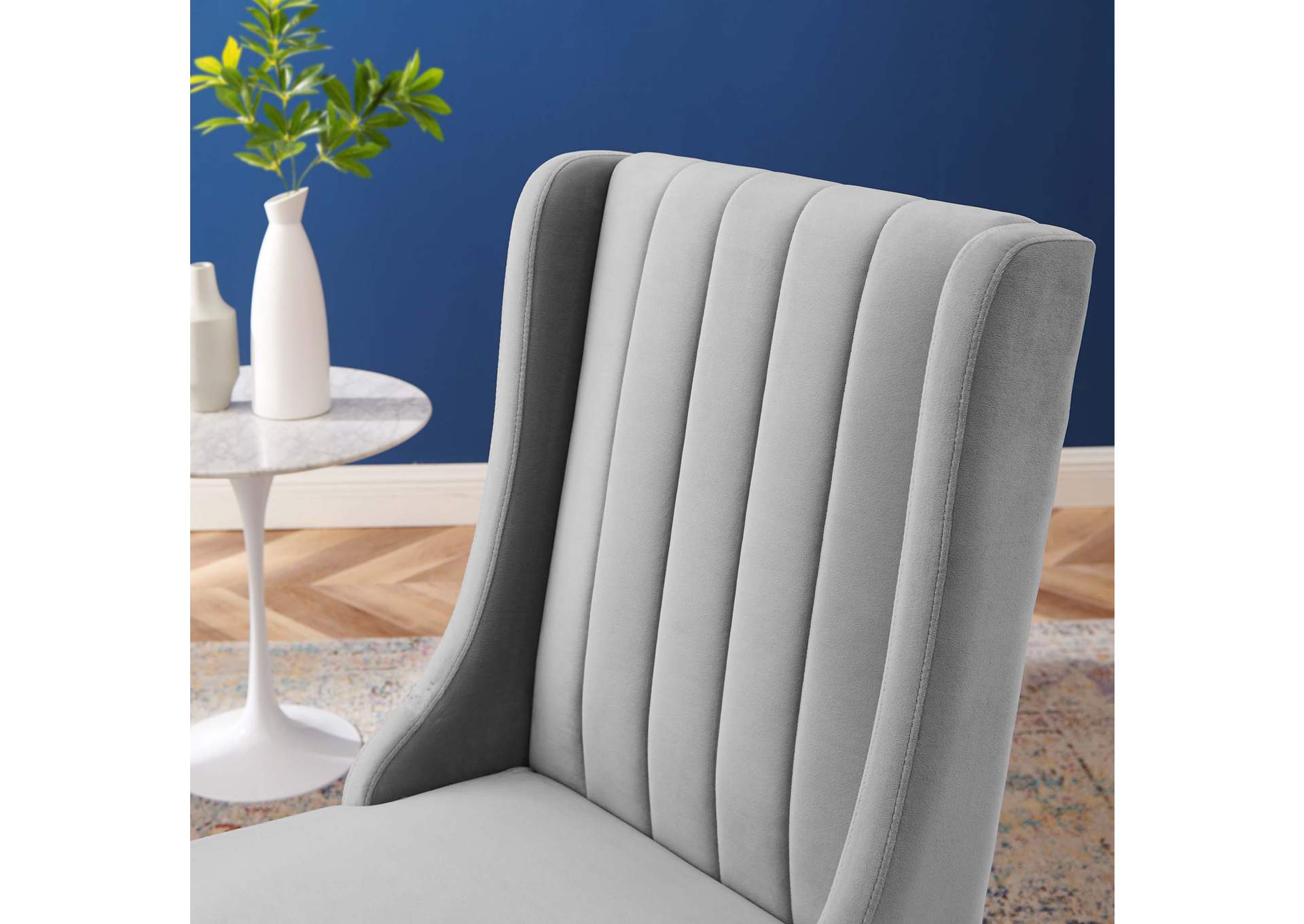 Light Gray Renew Parsons Performance Velvet Dining Side Chairs - [Set of 2],Modway
