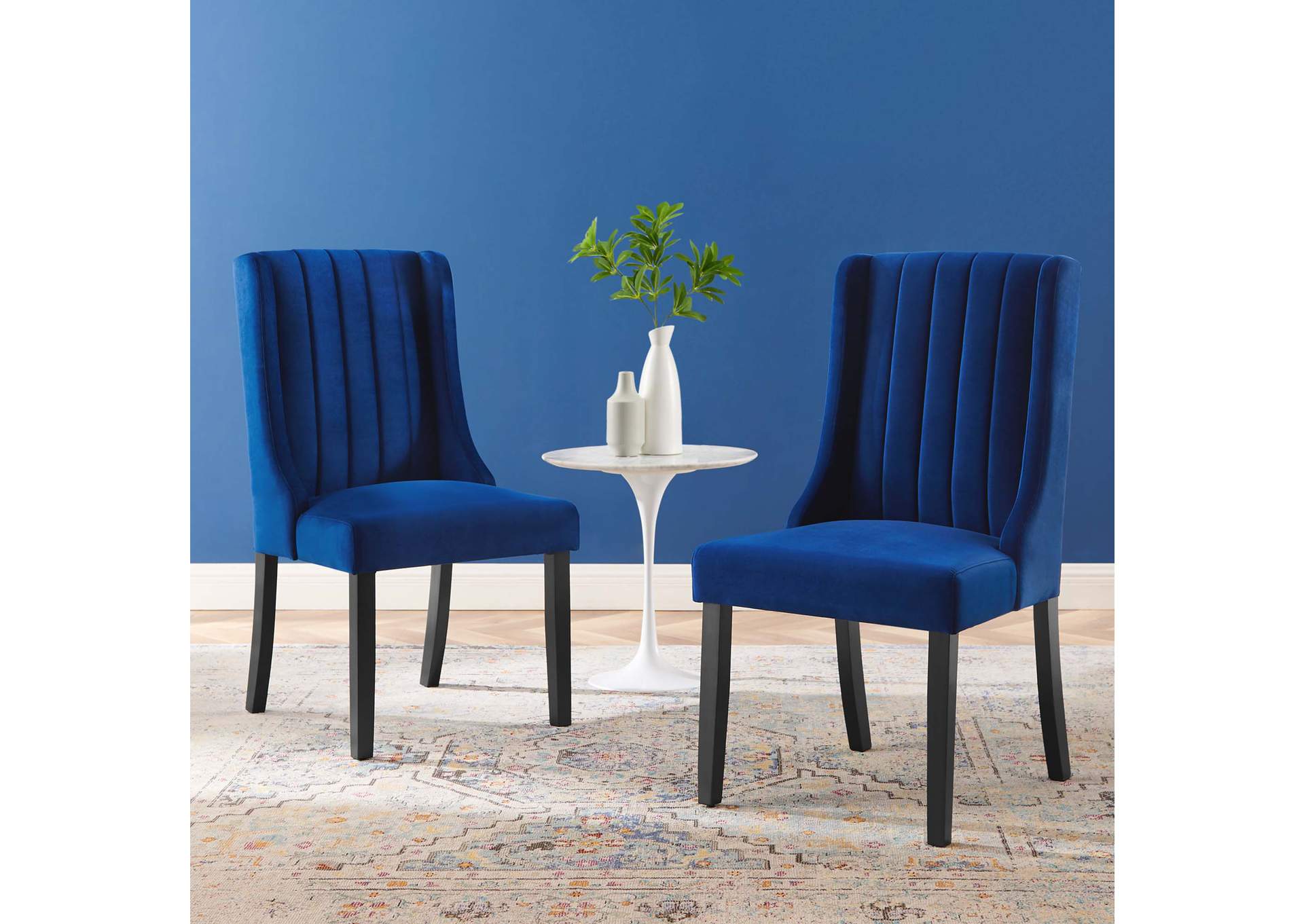 Navy Renew Parsons Performance Velvet Dining Side Chairs - [Set of 2],Modway