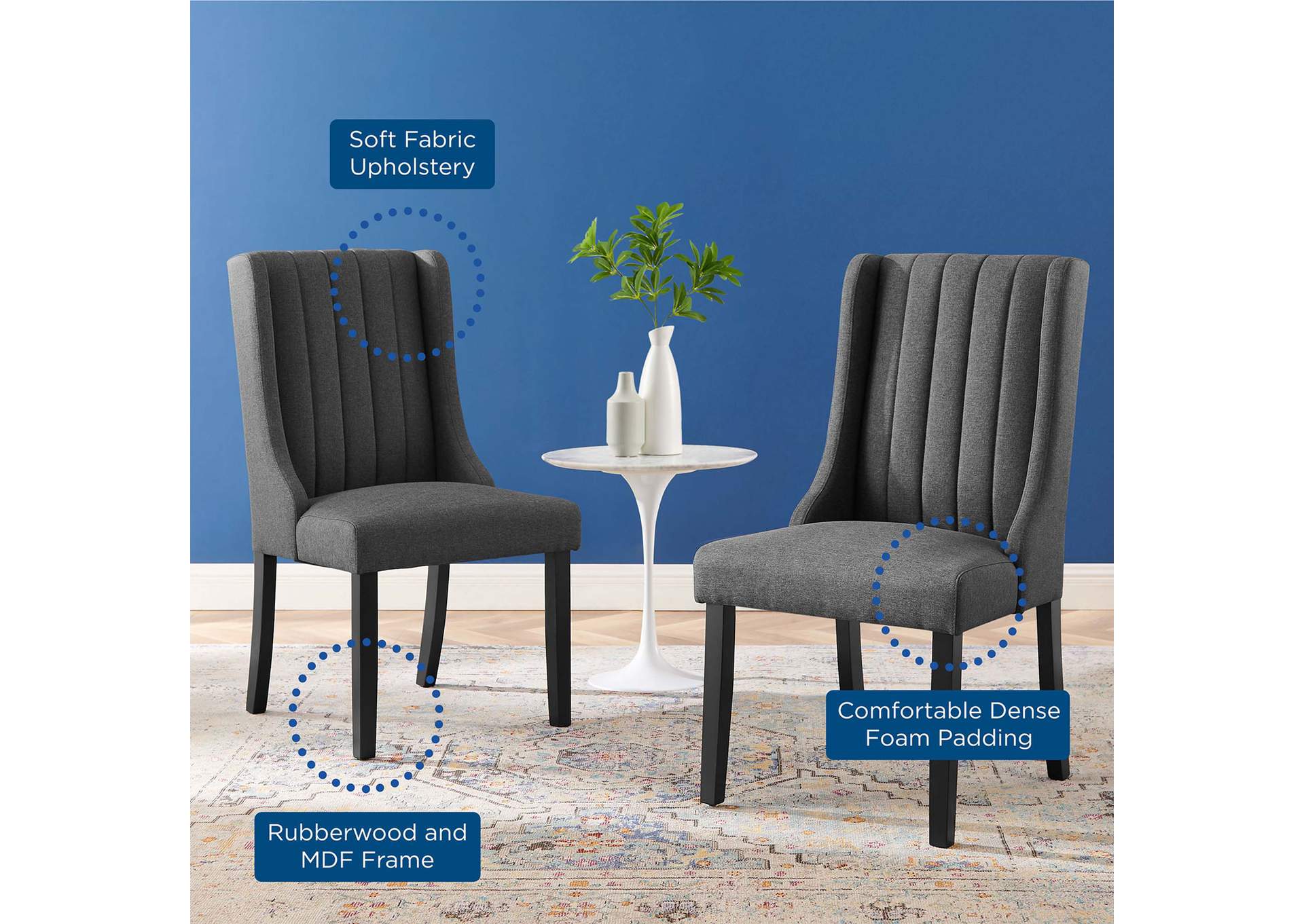 Gray Renew Parsons Fabric Dining Side Chairs - [Set of 2],Modway