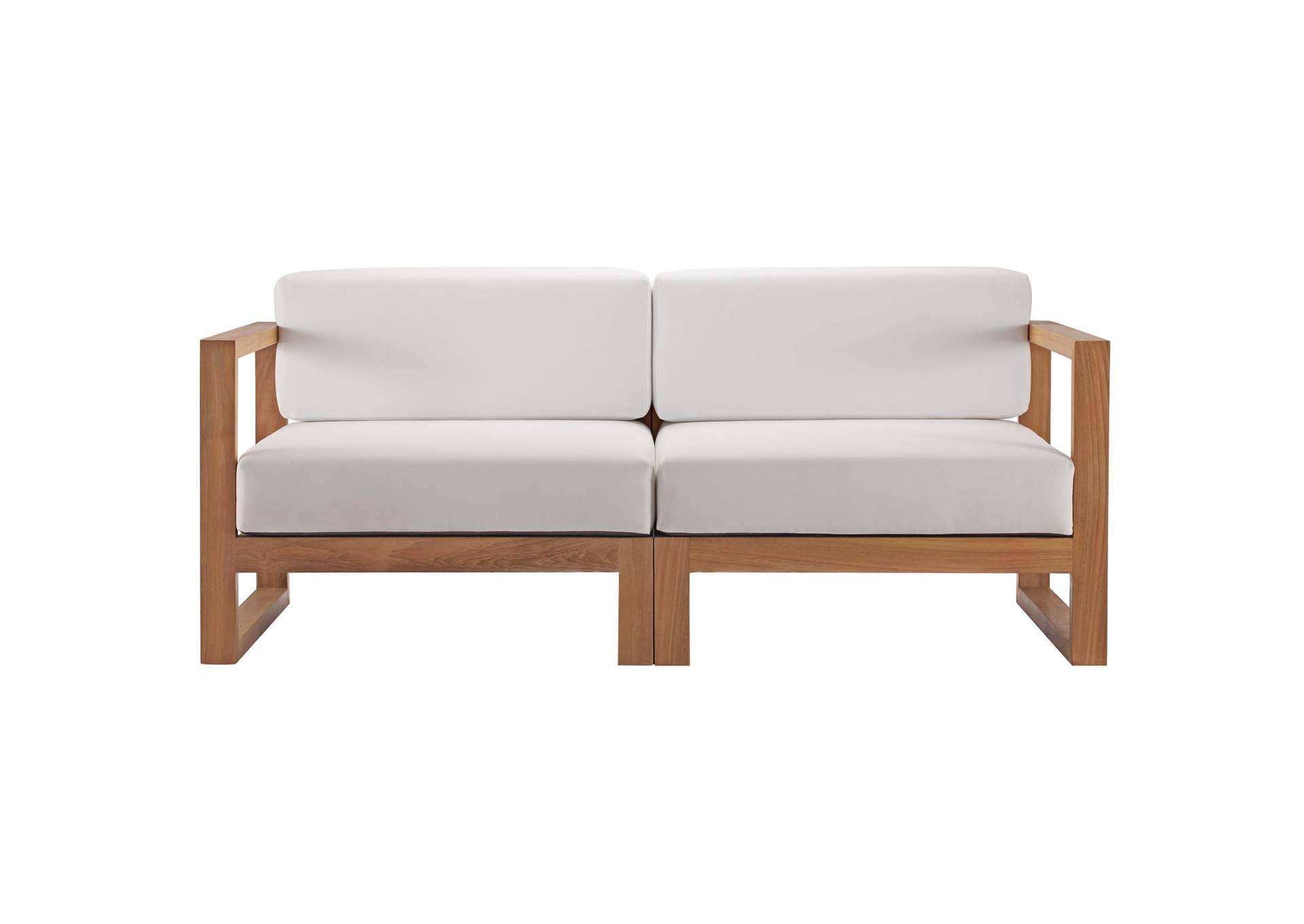Natural White Upland Outdoor Patio Teak Wood 2-Piece Sectional Sofa Loveseat,Modway