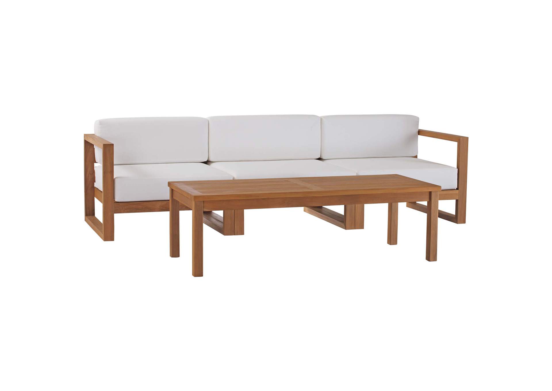 Natural White Upland Outdoor Patio Teak Wood 4-Piece Furniture Set,Modway