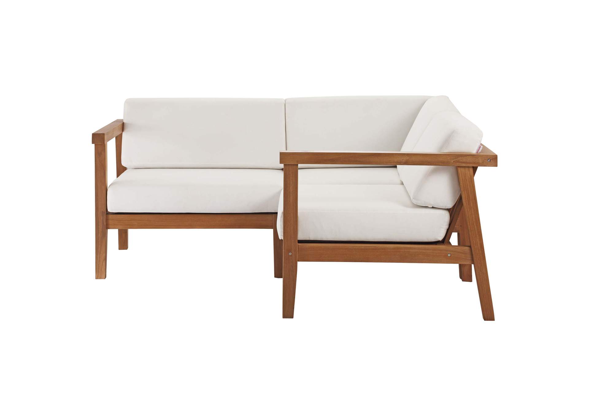 Natural White Bayport Outdoor Patio Teak Wood 3-Piece Sectional Sofa Set,Modway