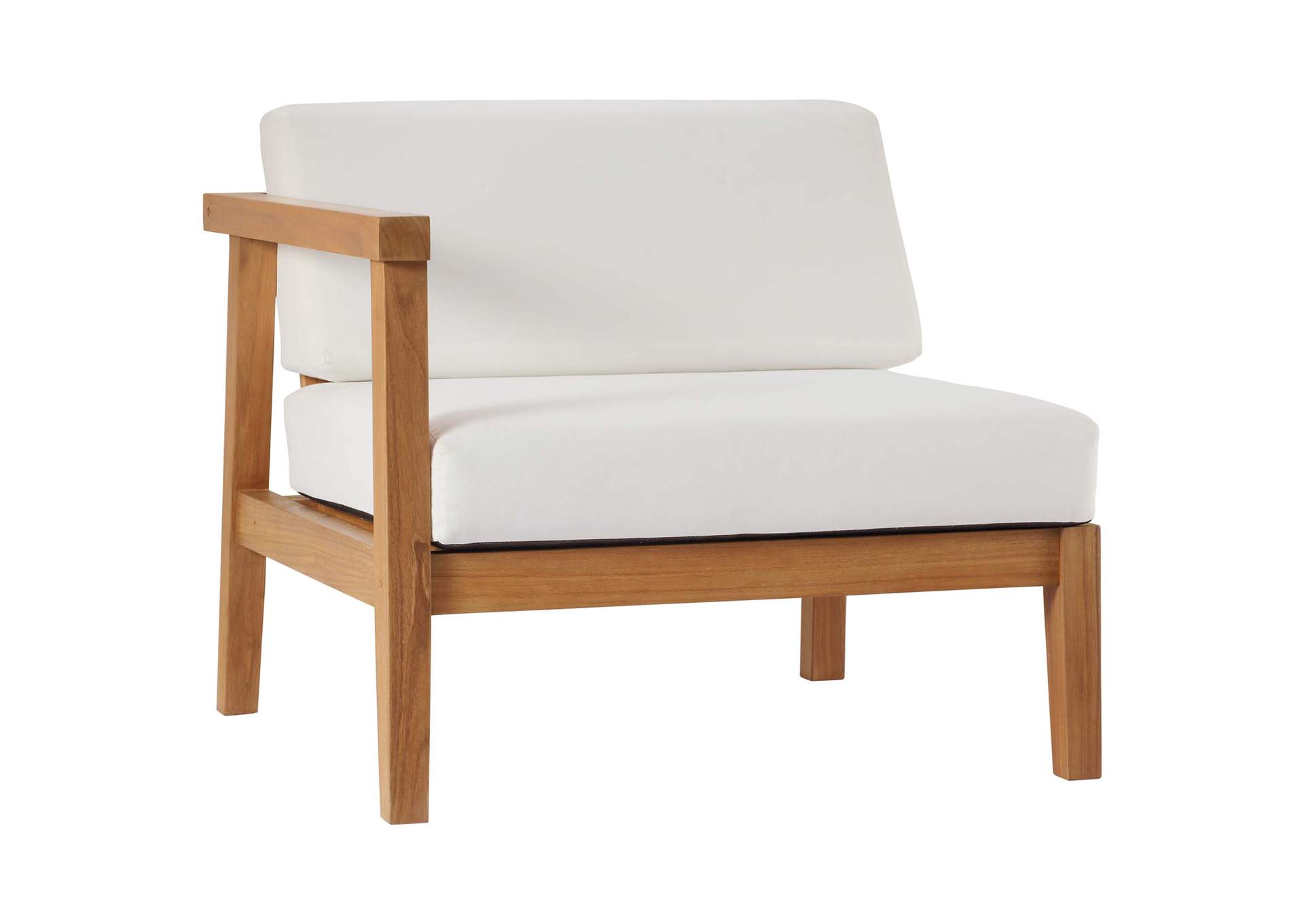 Natural White Bayport Outdoor Patio Teak Wood 3-Piece Sectional Sofa Set,Modway