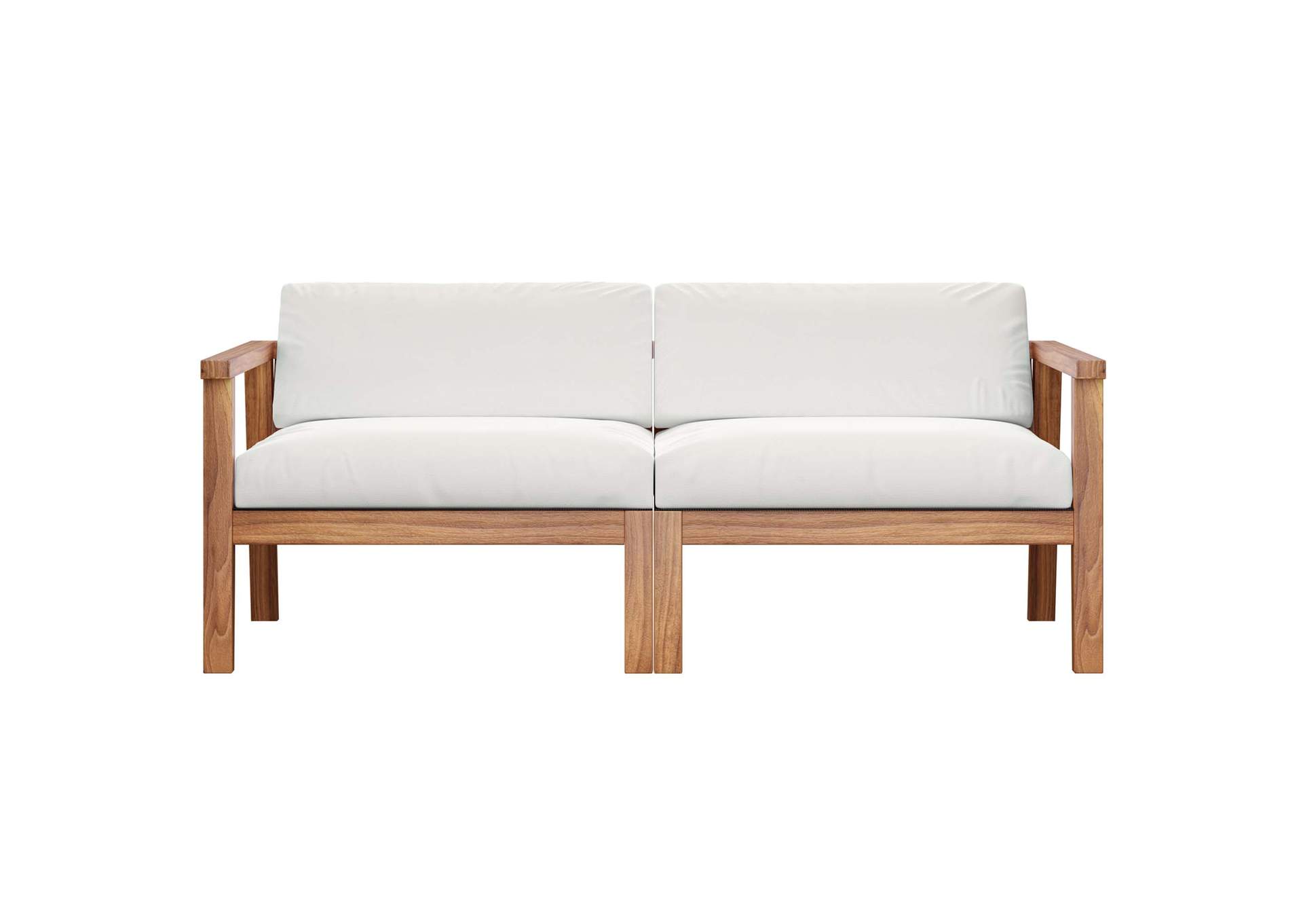 Natural White Bayport Outdoor Patio Teak Wood 2-Seater Loveseat,Modway