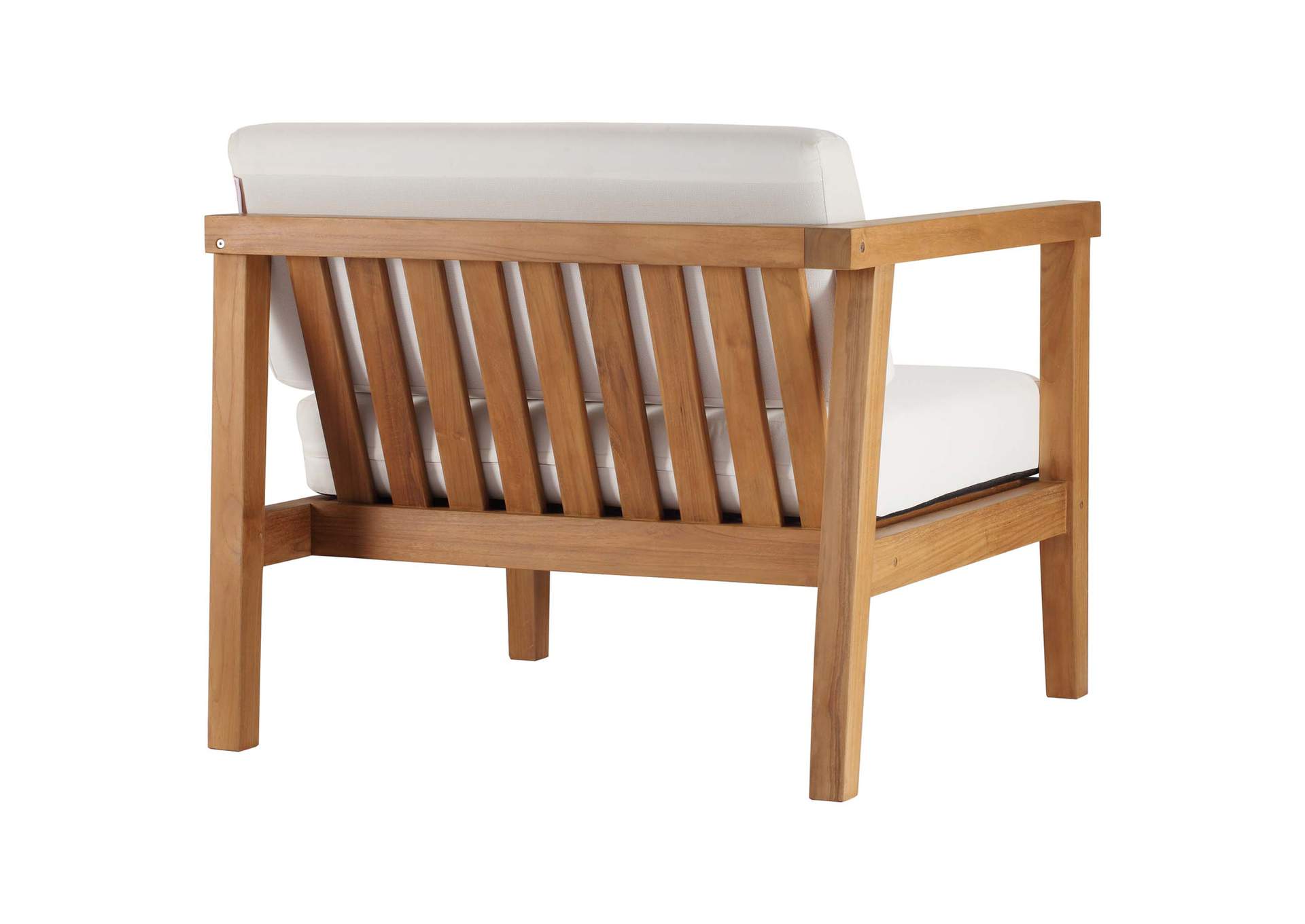 Natural White Bayport Outdoor Patio Teak Wood 2-Seater Loveseat,Modway