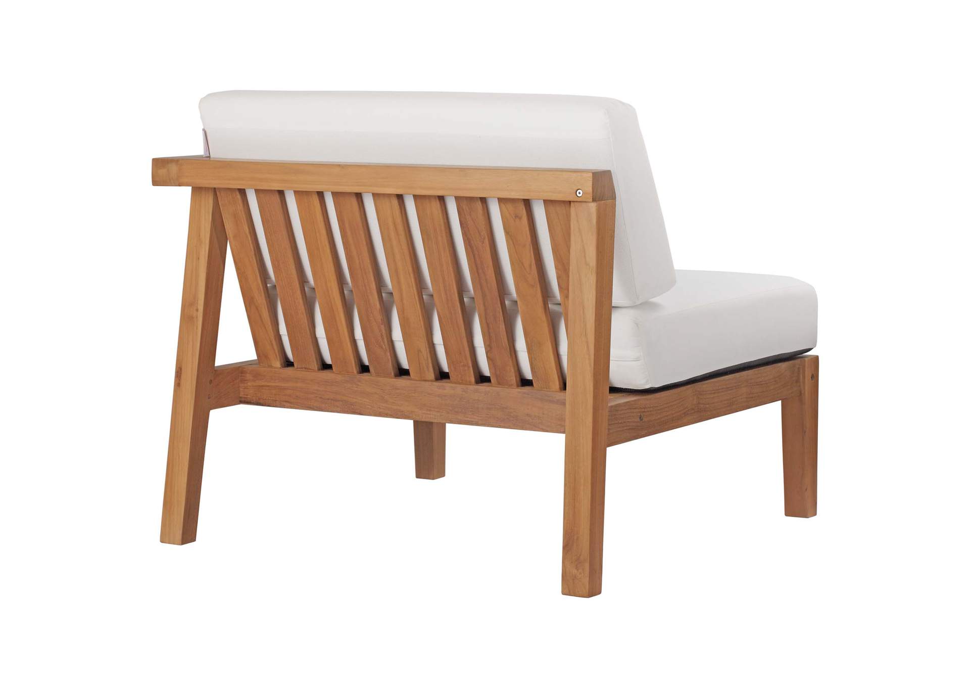 Natural White Bayport Outdoor Patio Teak Wood 2-Seater Loveseat,Modway
