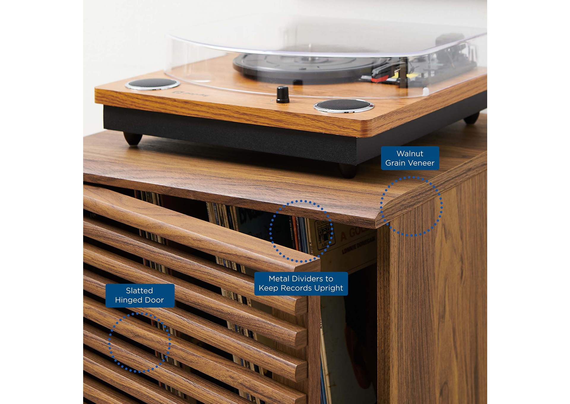 Walnut Render Vinyl Record Display Stand,Modway