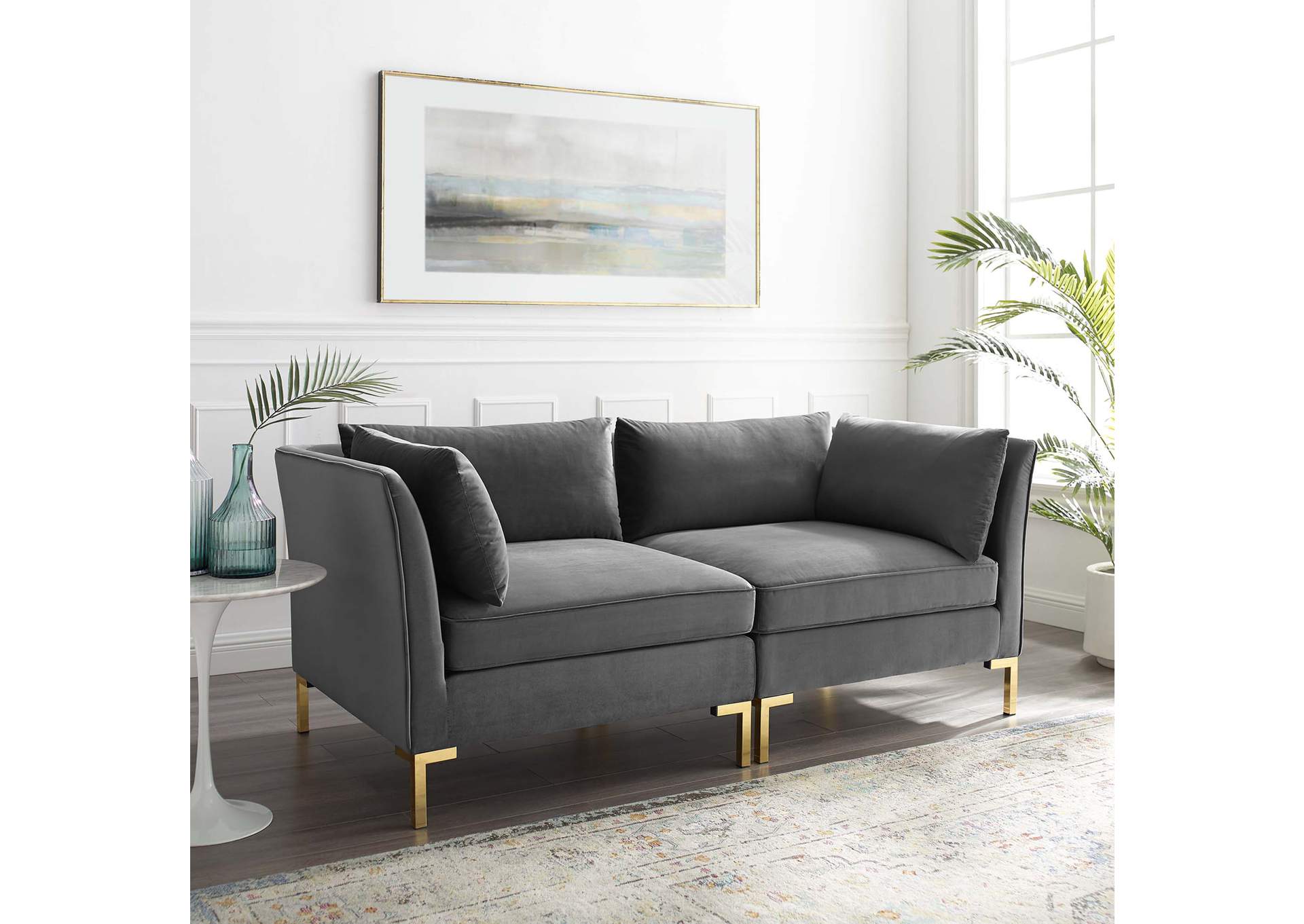 Gray Ardent Performance Velvet Loveseat,Modway