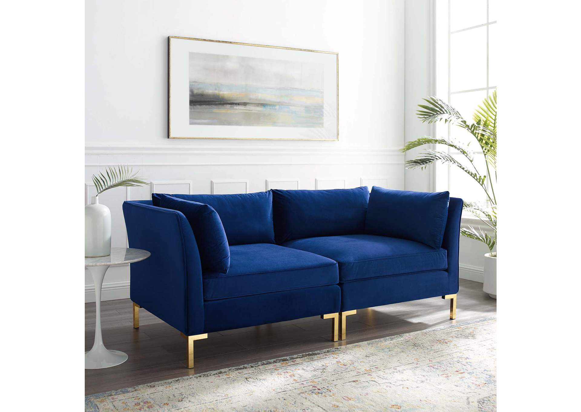 Navy Ardent Performance Velvet Loveseat,Modway