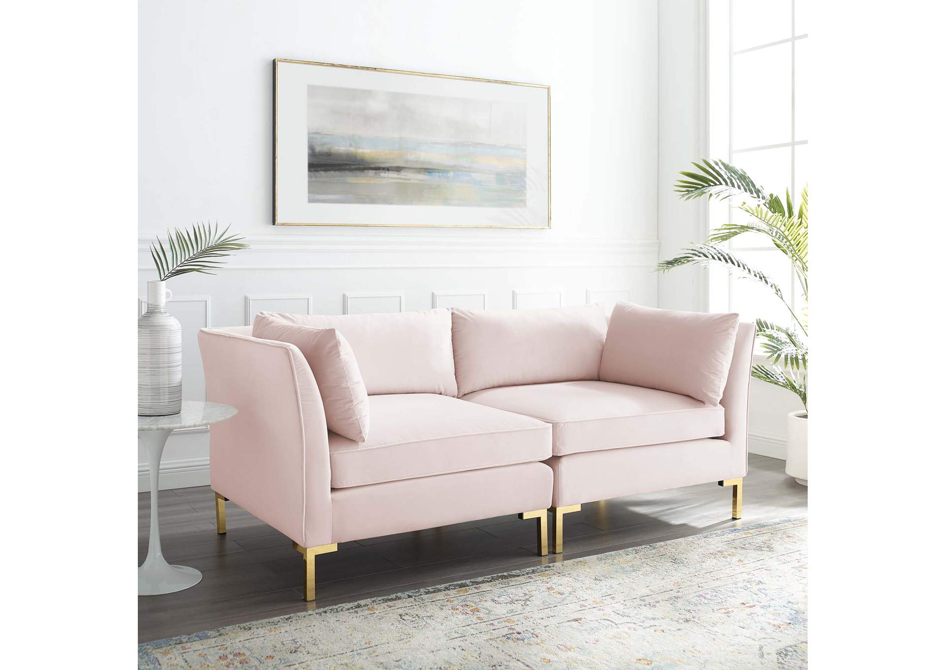 Pink Ardent Performance Velvet Loveseat,Modway