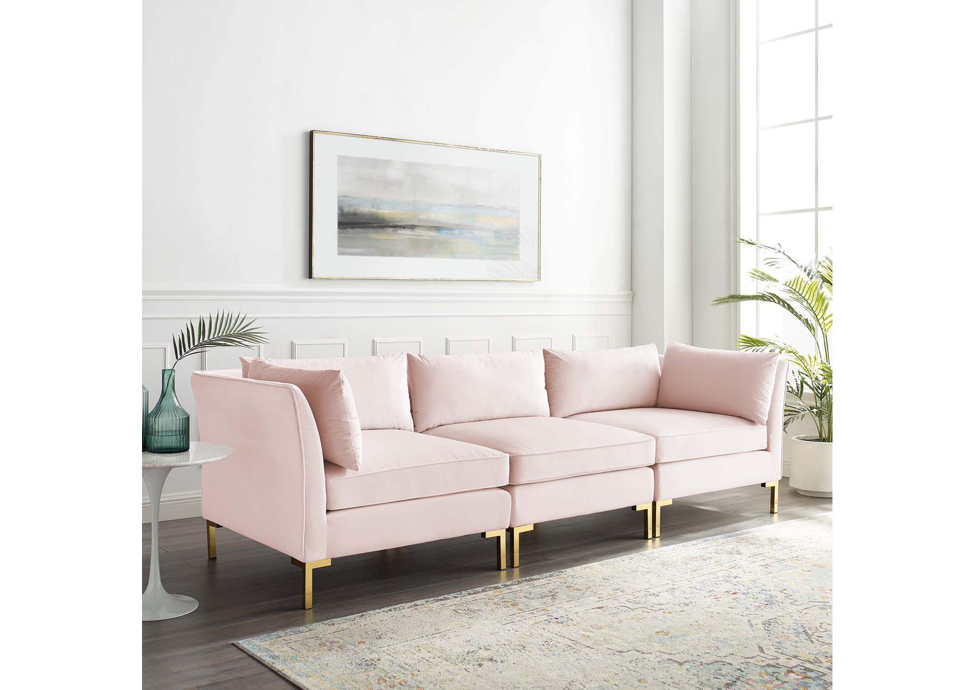 Pink Ardent Performance Velvet Sofa,Modway