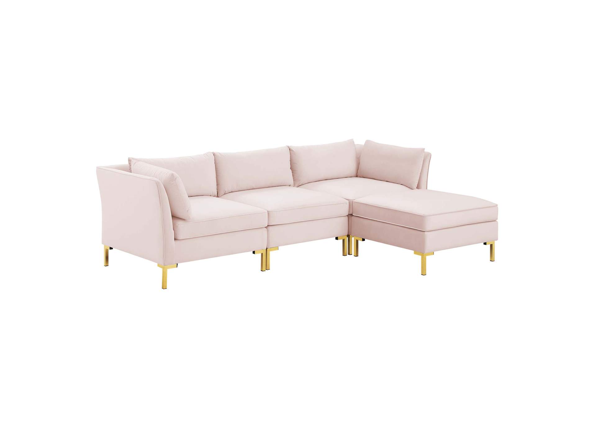 Pink Ardent 4-Piece Performance Velvet Sectional Sofa,Modway