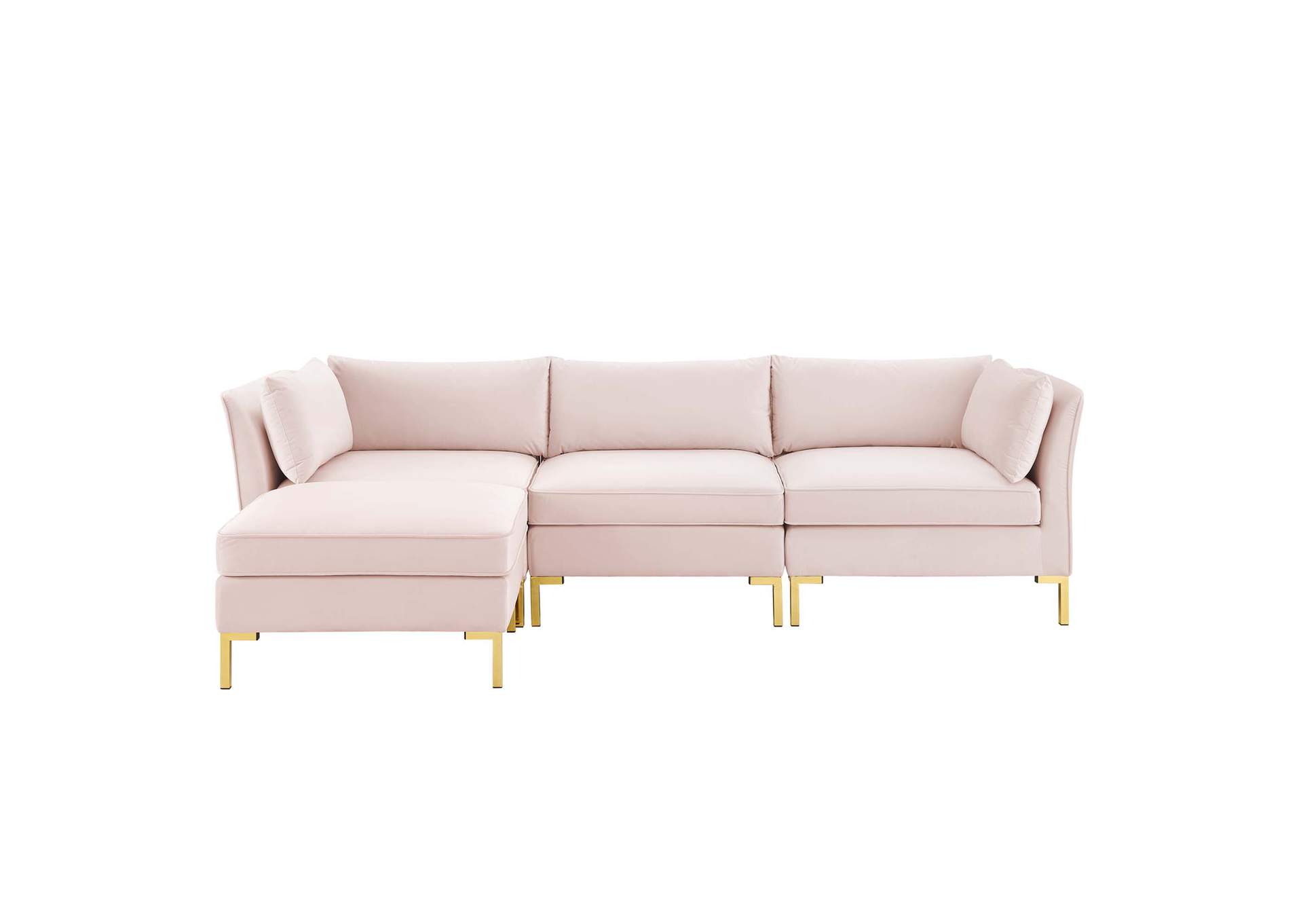 Pink Ardent 4-Piece Performance Velvet Sectional Sofa,Modway