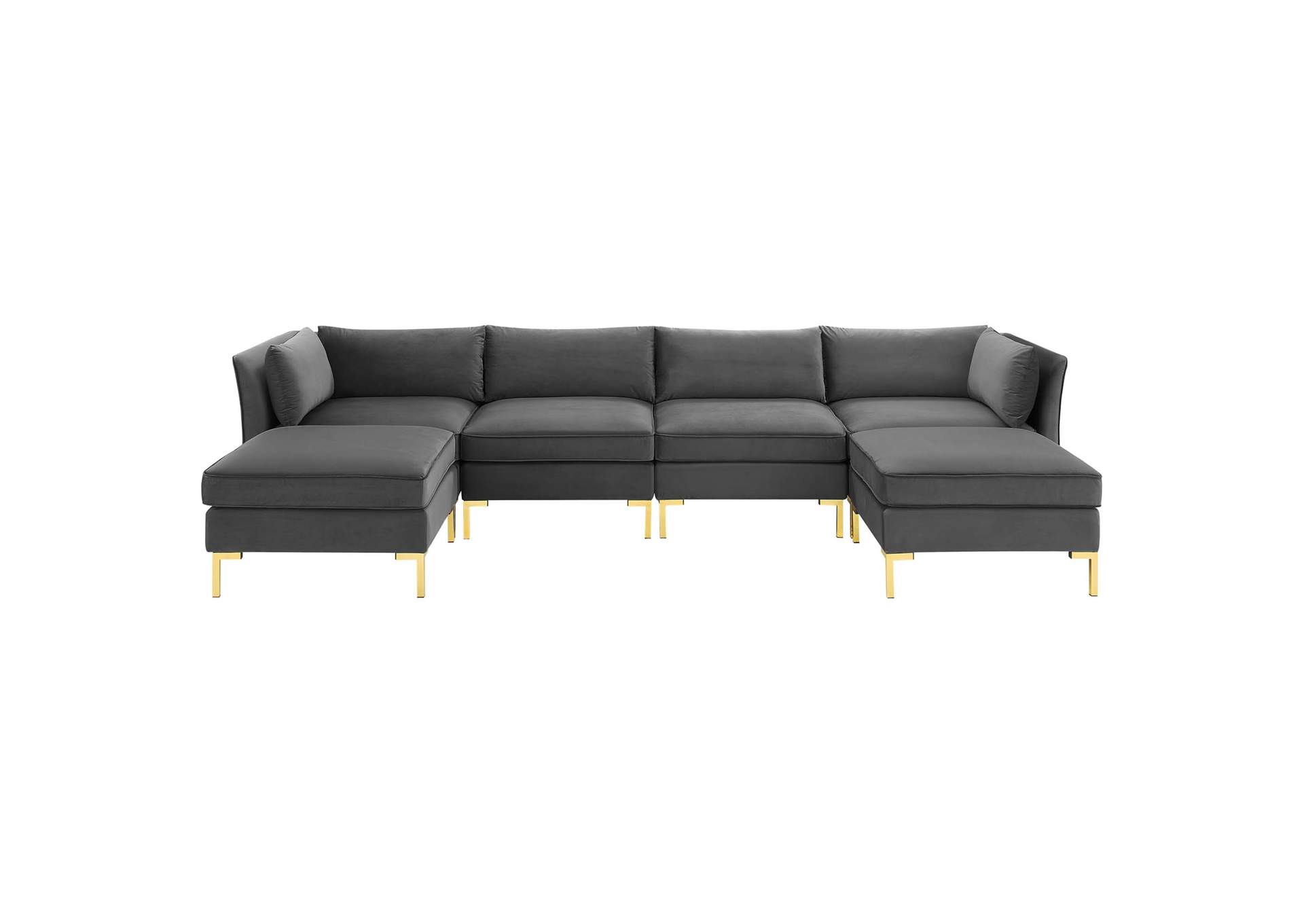 Gray Ardent 6-Piece Performance Velvet Sectional Sofa,Modway