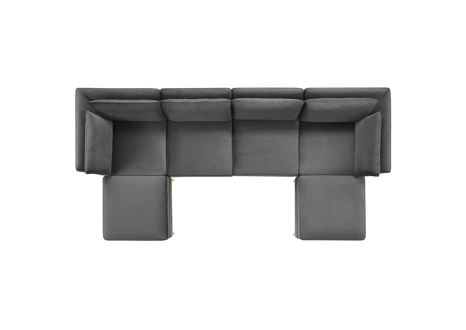 Gray Ardent 6-Piece Performance Velvet Sectional Sofa,Modway
