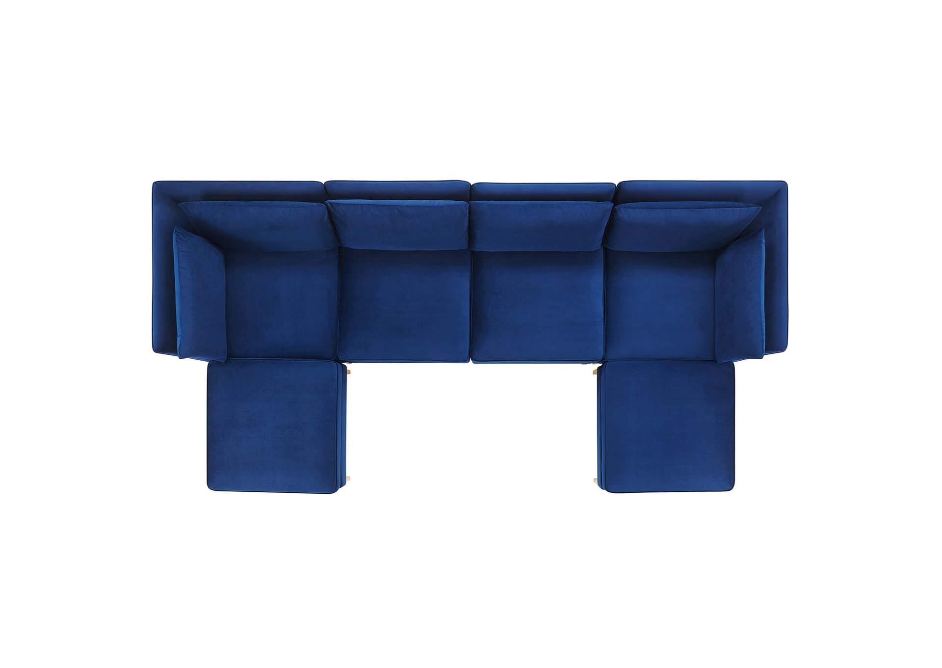 Navy Ardent 6-Piece Performance Velvet Sectional Sofa,Modway