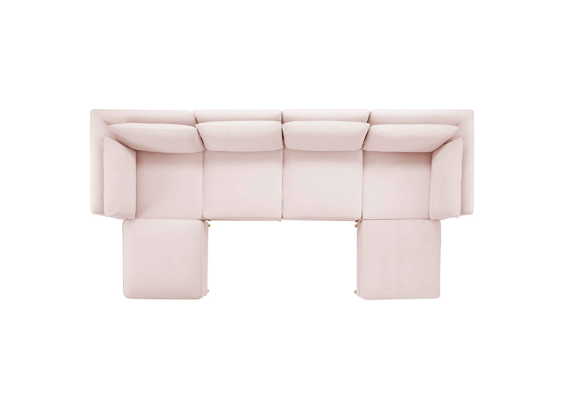 Pink Ardent 6-Piece Performance Velvet Sectional Sofa,Modway