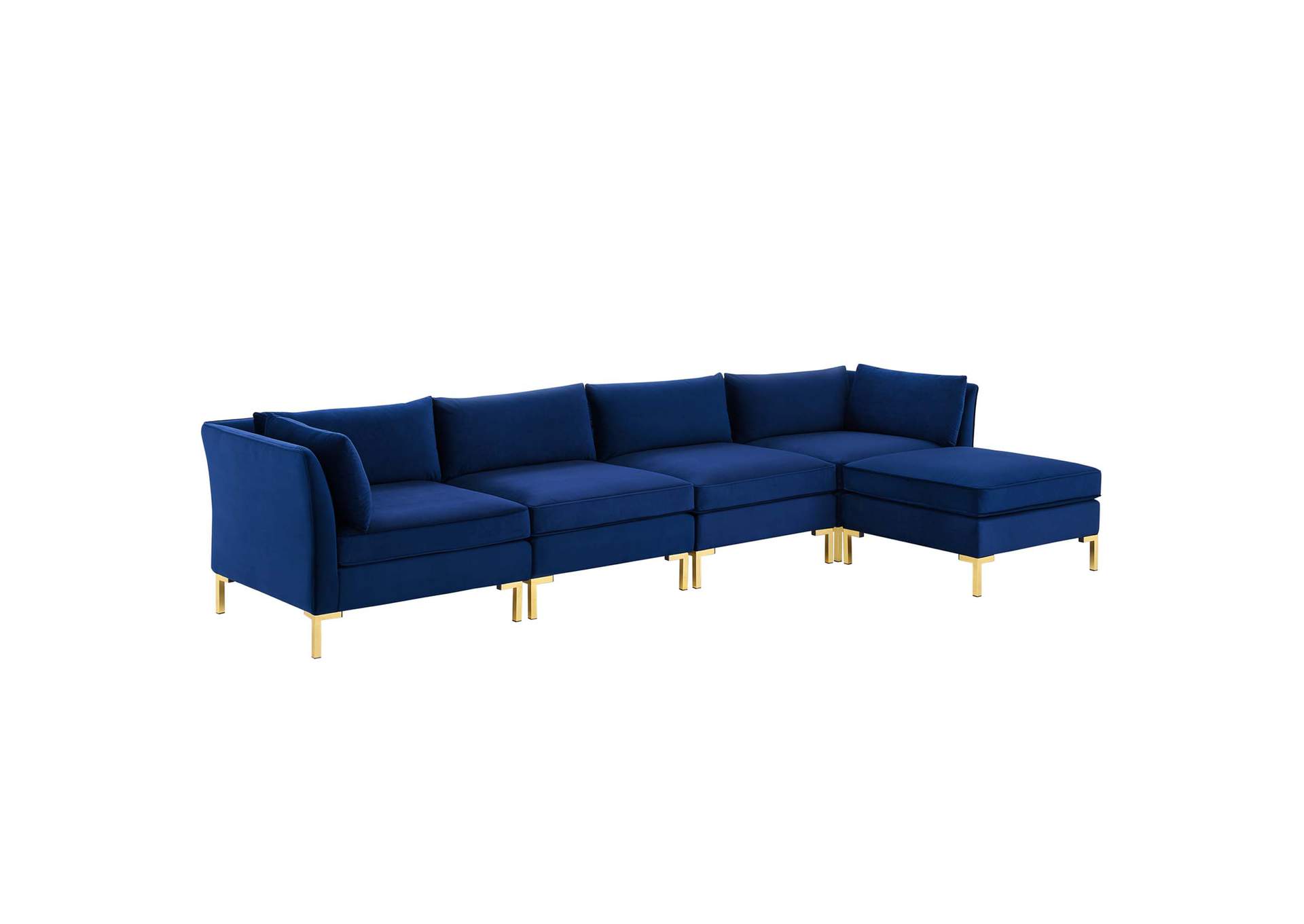 Navy Ardent 5-Piece Performance Velvet Sectional Sofa,Modway