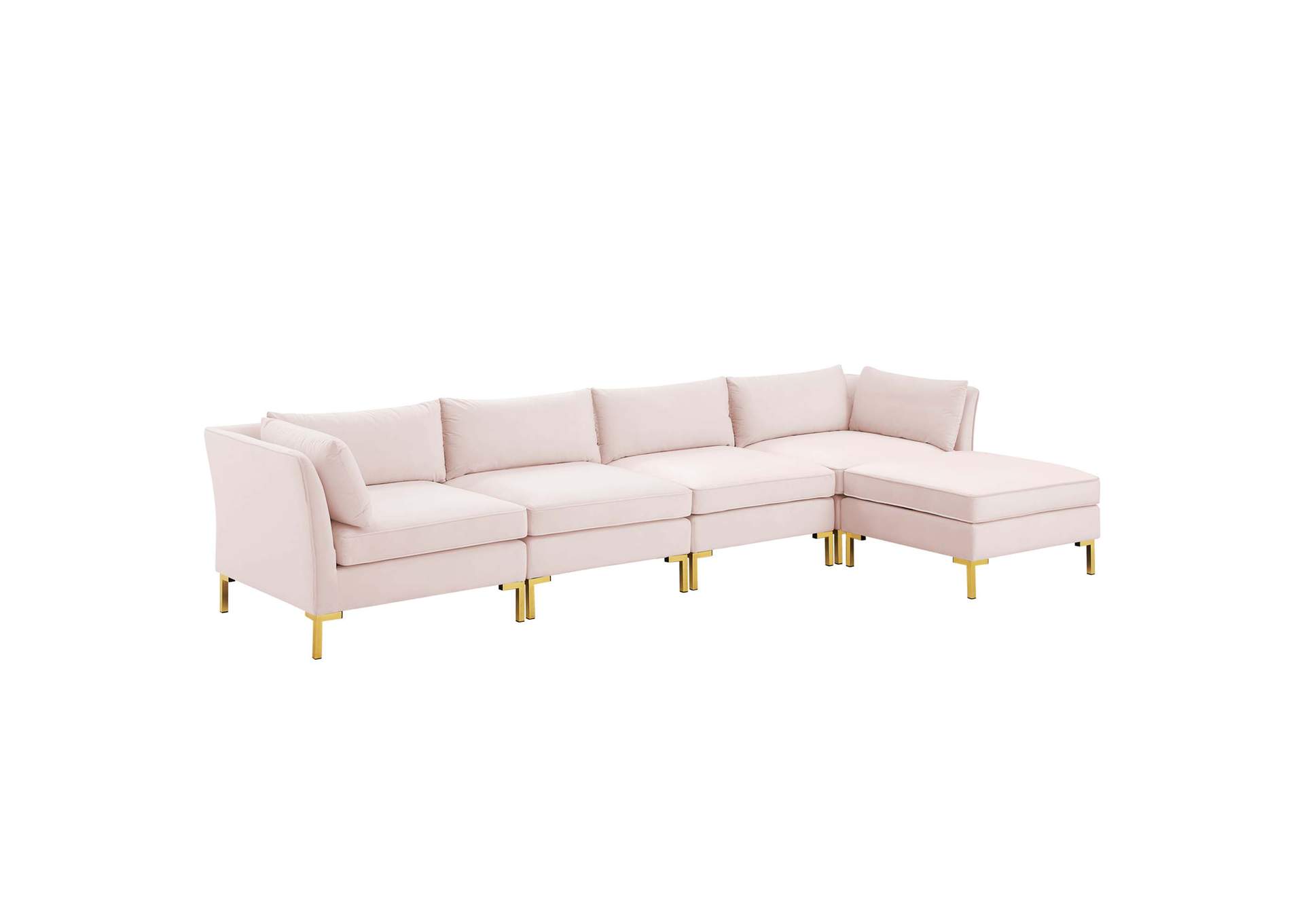 Pink Ardent 5-Piece Performance Velvet Sectional Sofa,Modway