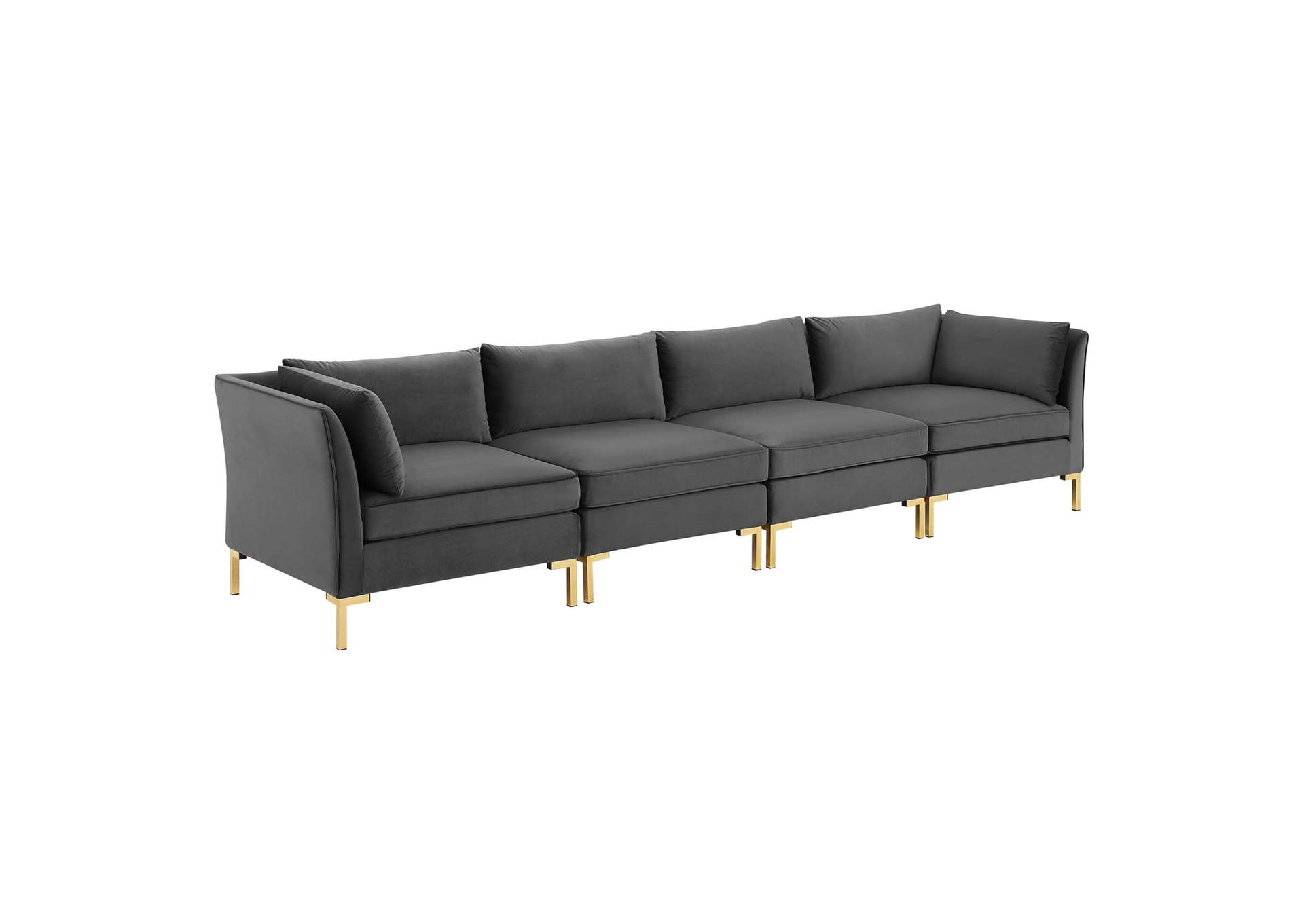 Gray Ardent 4-Seater Performance Velvet Sofa,Modway