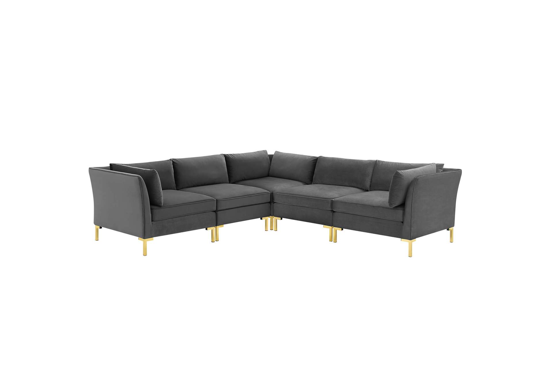 Gray Ardent 5-Piece Performance Velvet Sectional Sofa,Modway