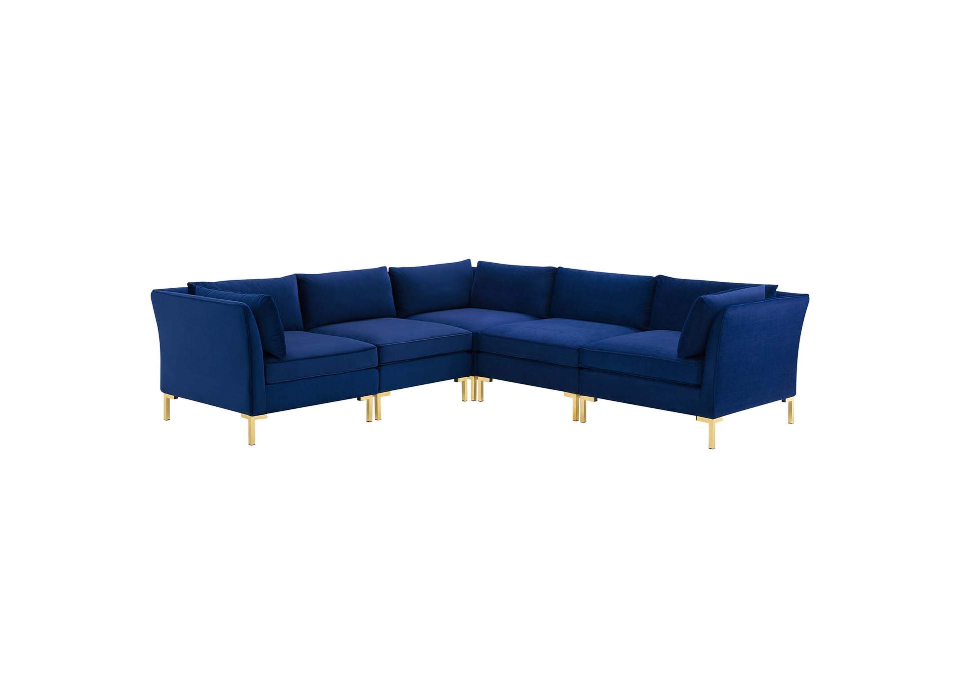 Navy Ardent 5-Piece Performance Velvet Sectional Sofa,Modway