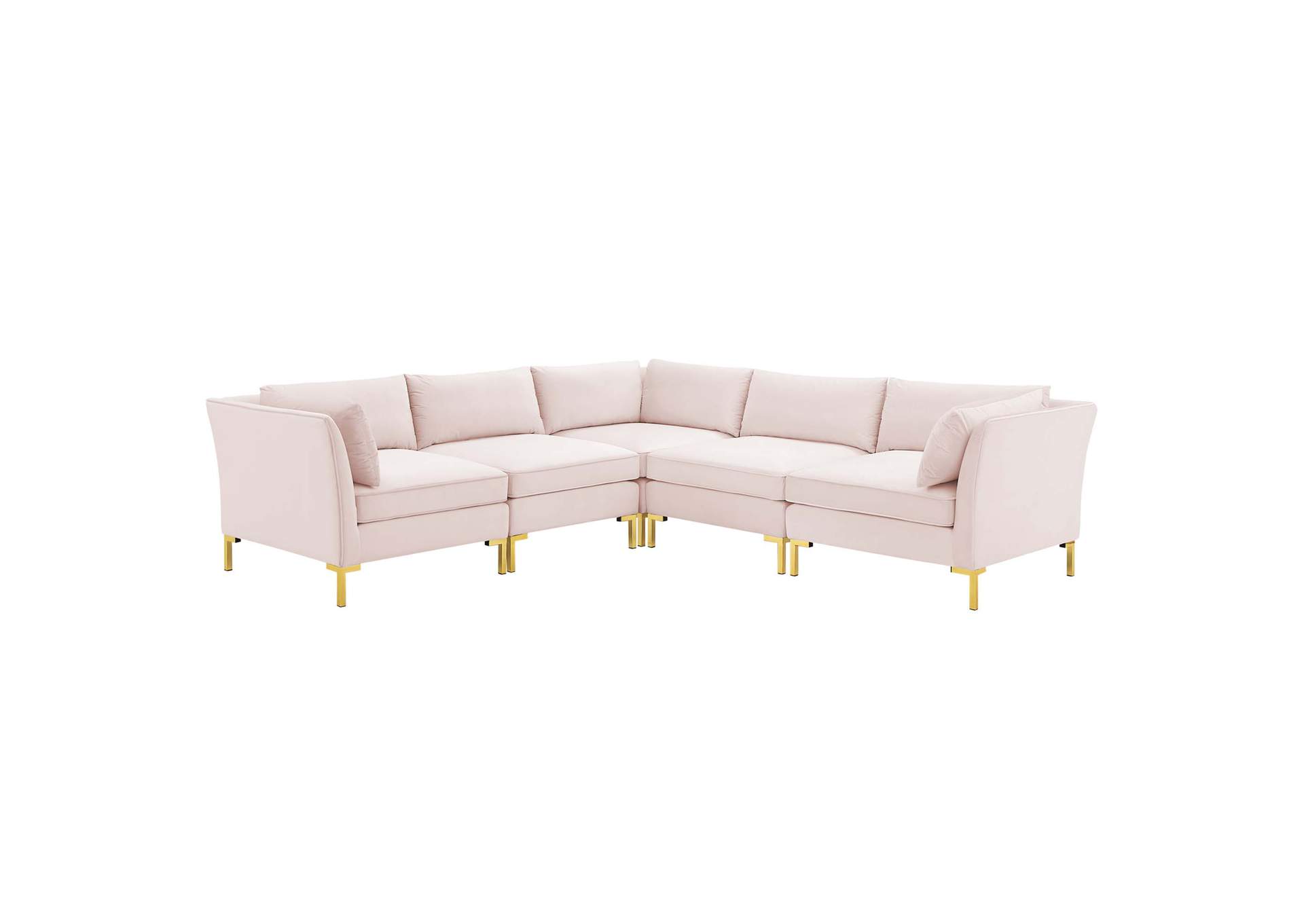 Pink Ardent 5-Piece Performance Velvet Sectional Sofa,Modway