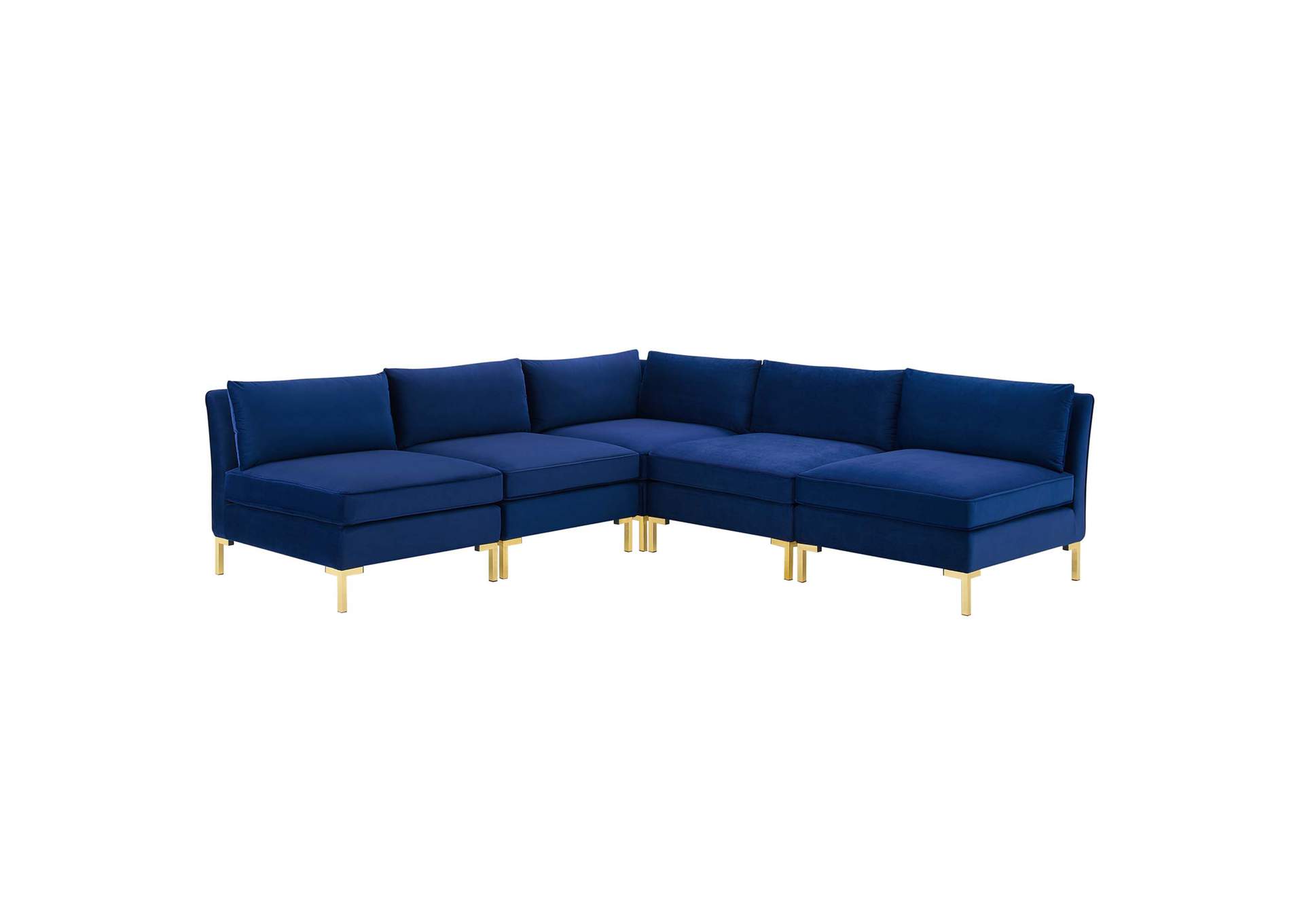 Navy Ardent 5-Piece Performance Velvet Sectional Sofa,Modway