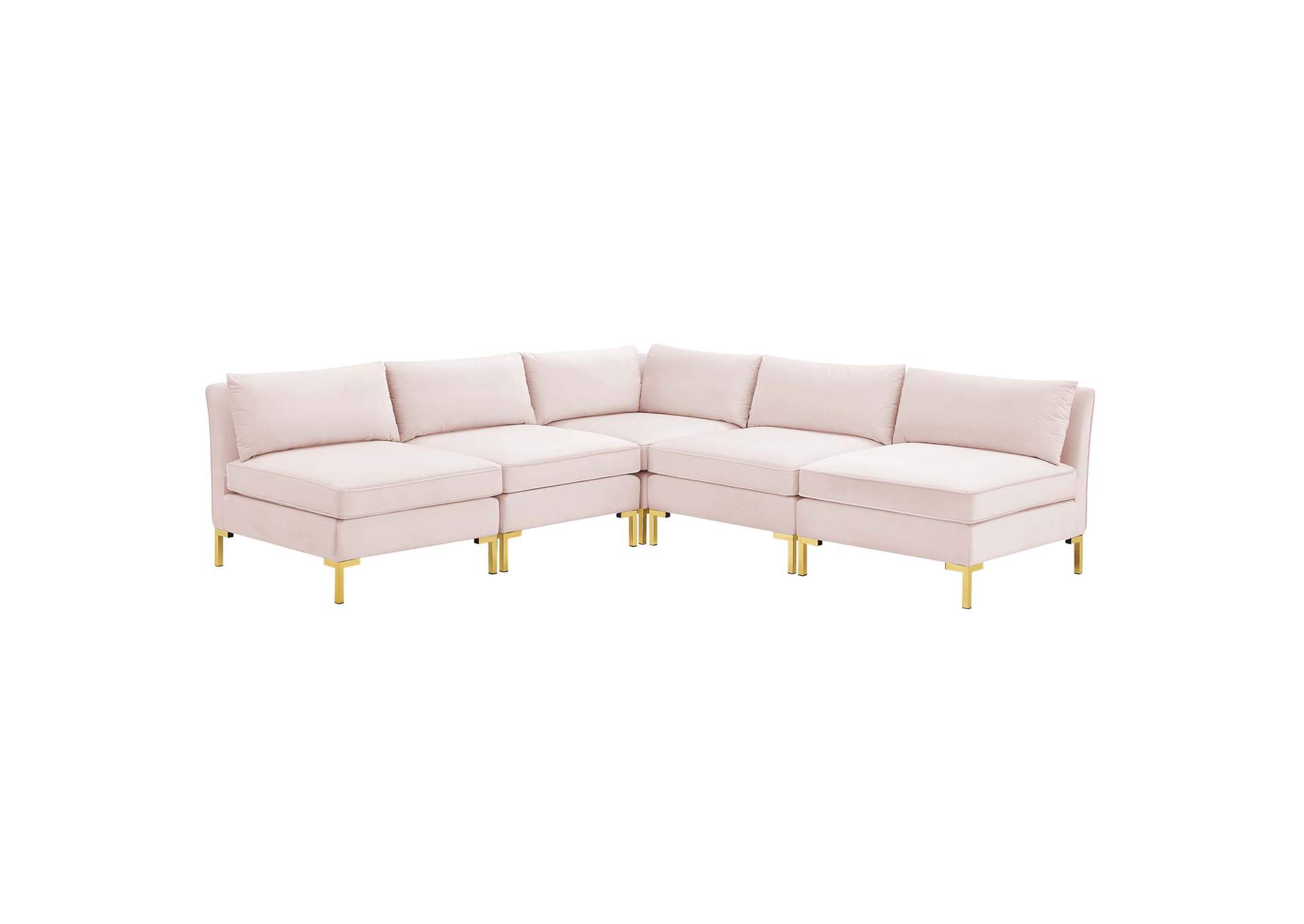 Pink Ardent 5-Piece Performance Velvet Sectional Sofa,Modway