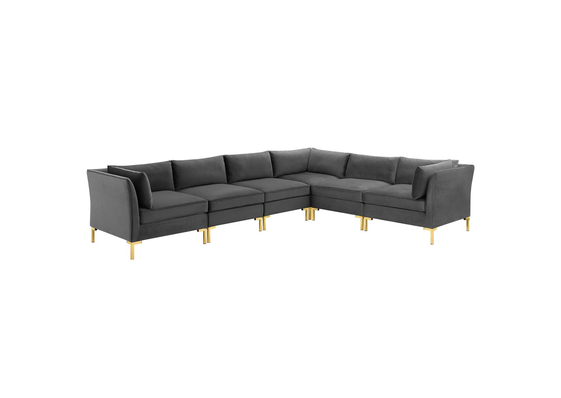 Gray Ardent 6-Piece Performance Velvet Sectional Sofa,Modway