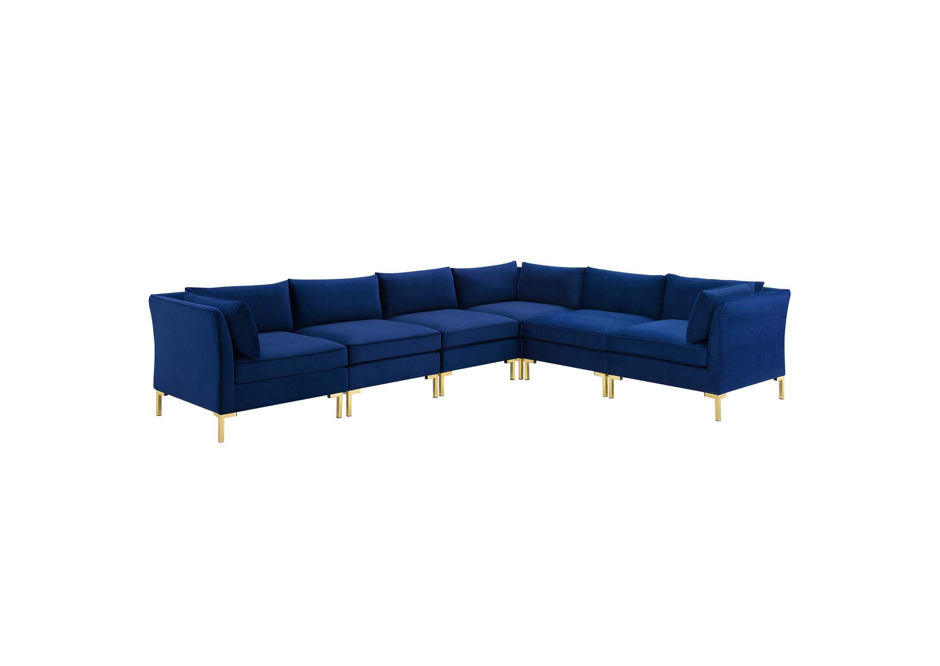 Navy Ardent 6-Piece Performance Velvet Sectional Sofa,Modway