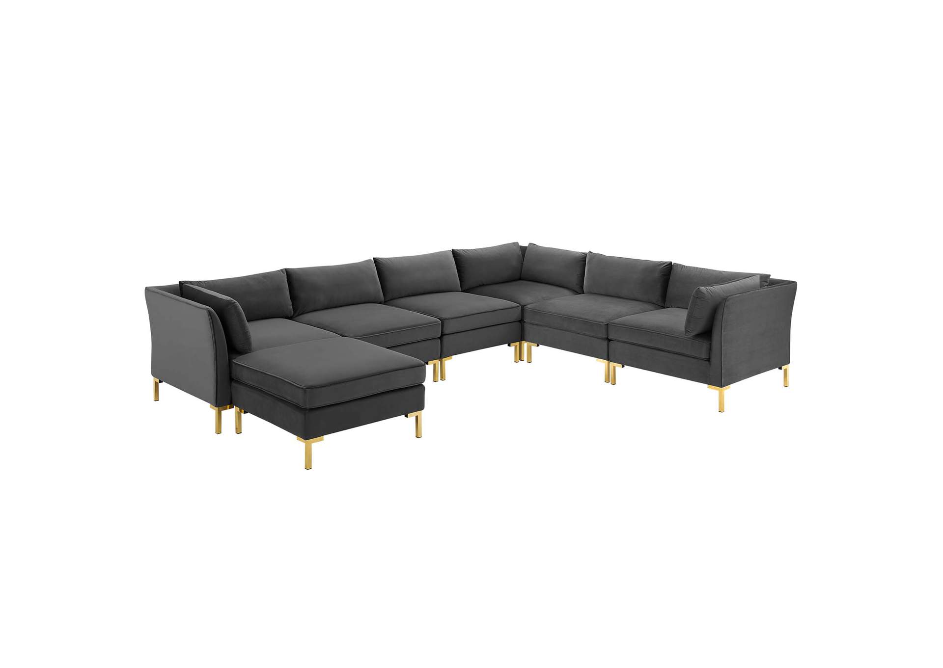 Gray Ardent 7-Piece Performance Velvet Sectional Sofa,Modway