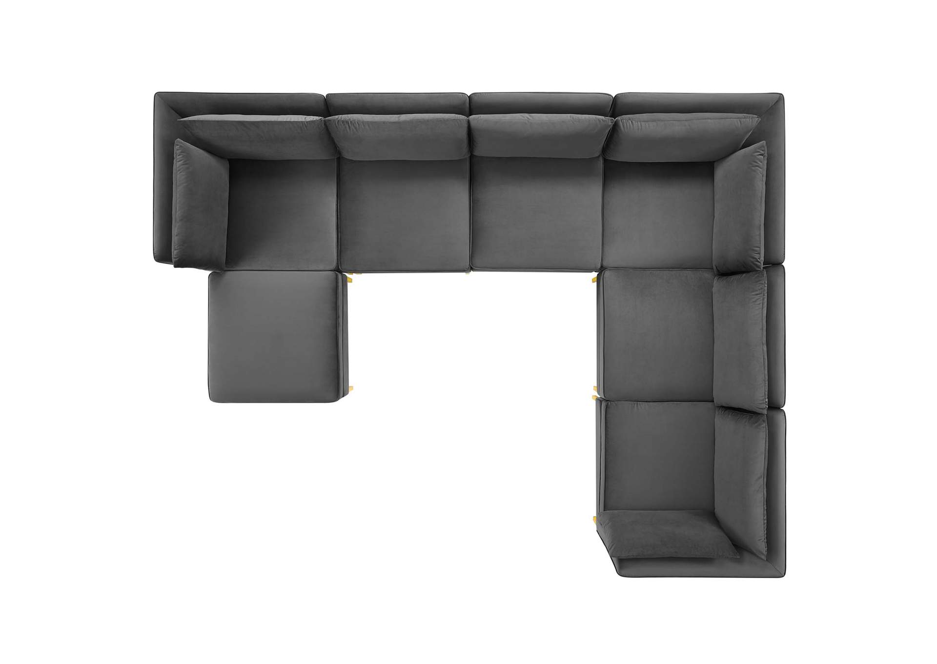 Gray Ardent 7-Piece Performance Velvet Sectional Sofa,Modway