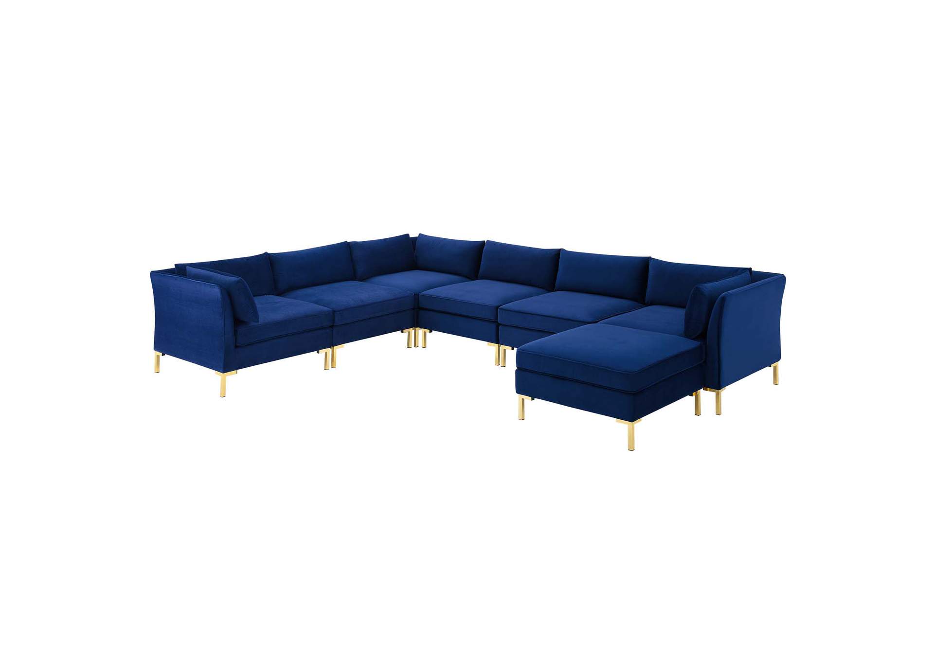 Navy Ardent 7-Piece Performance Velvet Sectional Sofa,Modway