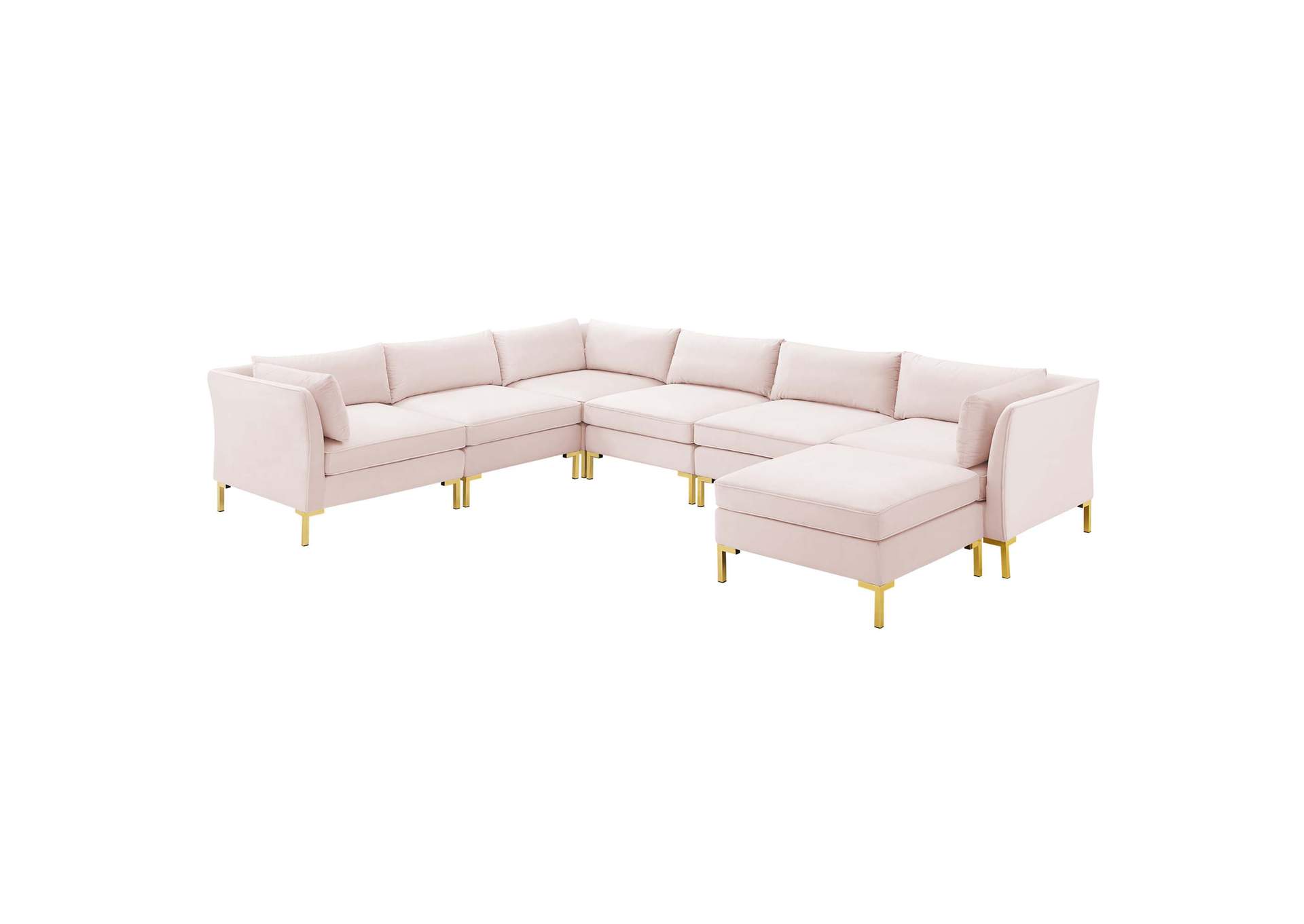 Pink Ardent 7-Piece Performance Velvet Sectional Sofa,Modway