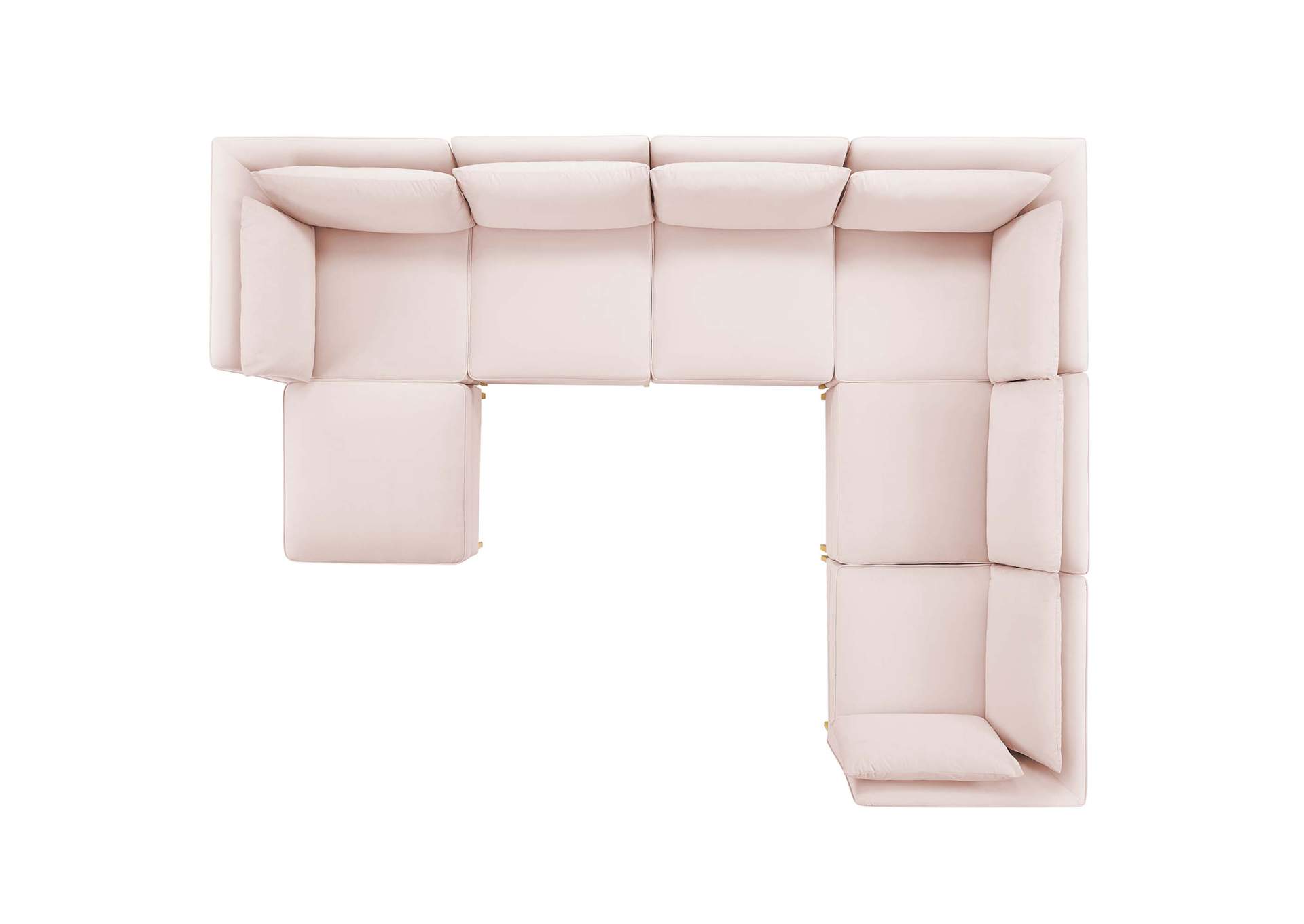 Pink Ardent 7-Piece Performance Velvet Sectional Sofa,Modway