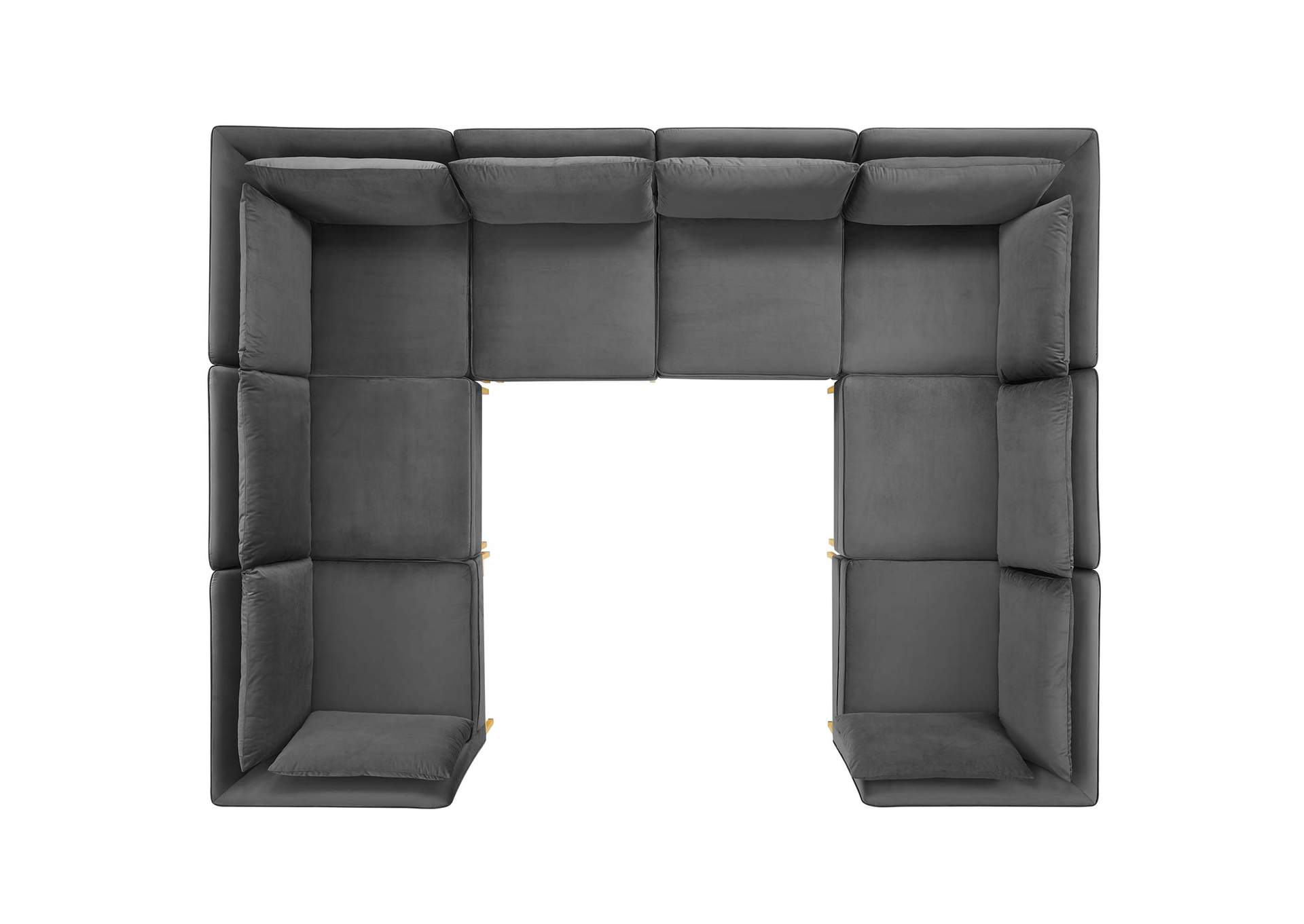 Gray Ardent 8-Piece Performance Velvet Sectional Sofa,Modway