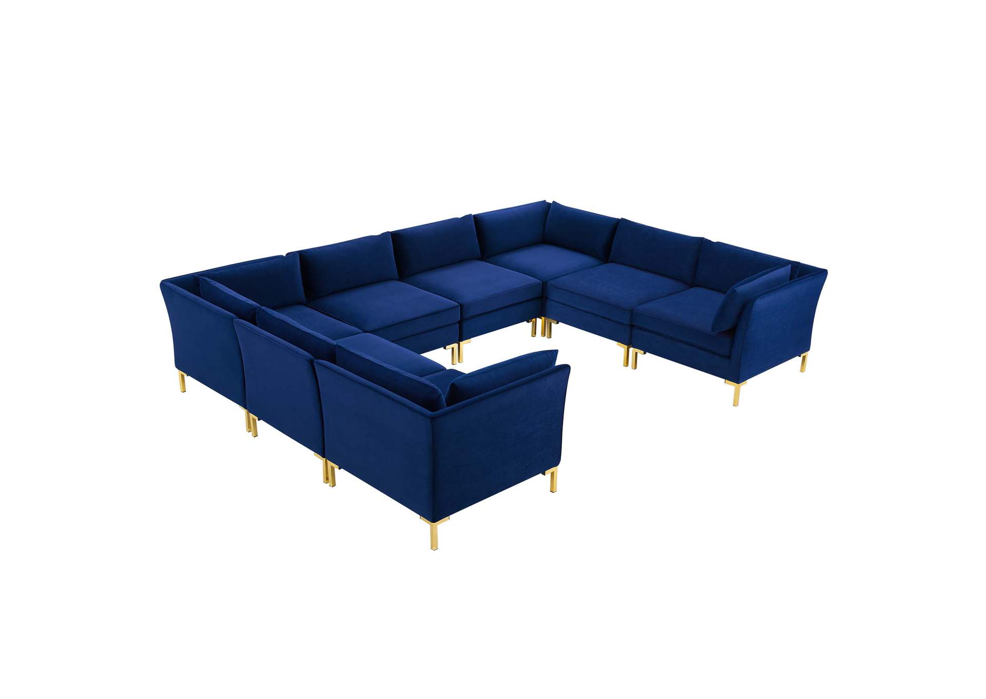 Navy Ardent 8-Piece Performance Velvet Sectional Sofa,Modway