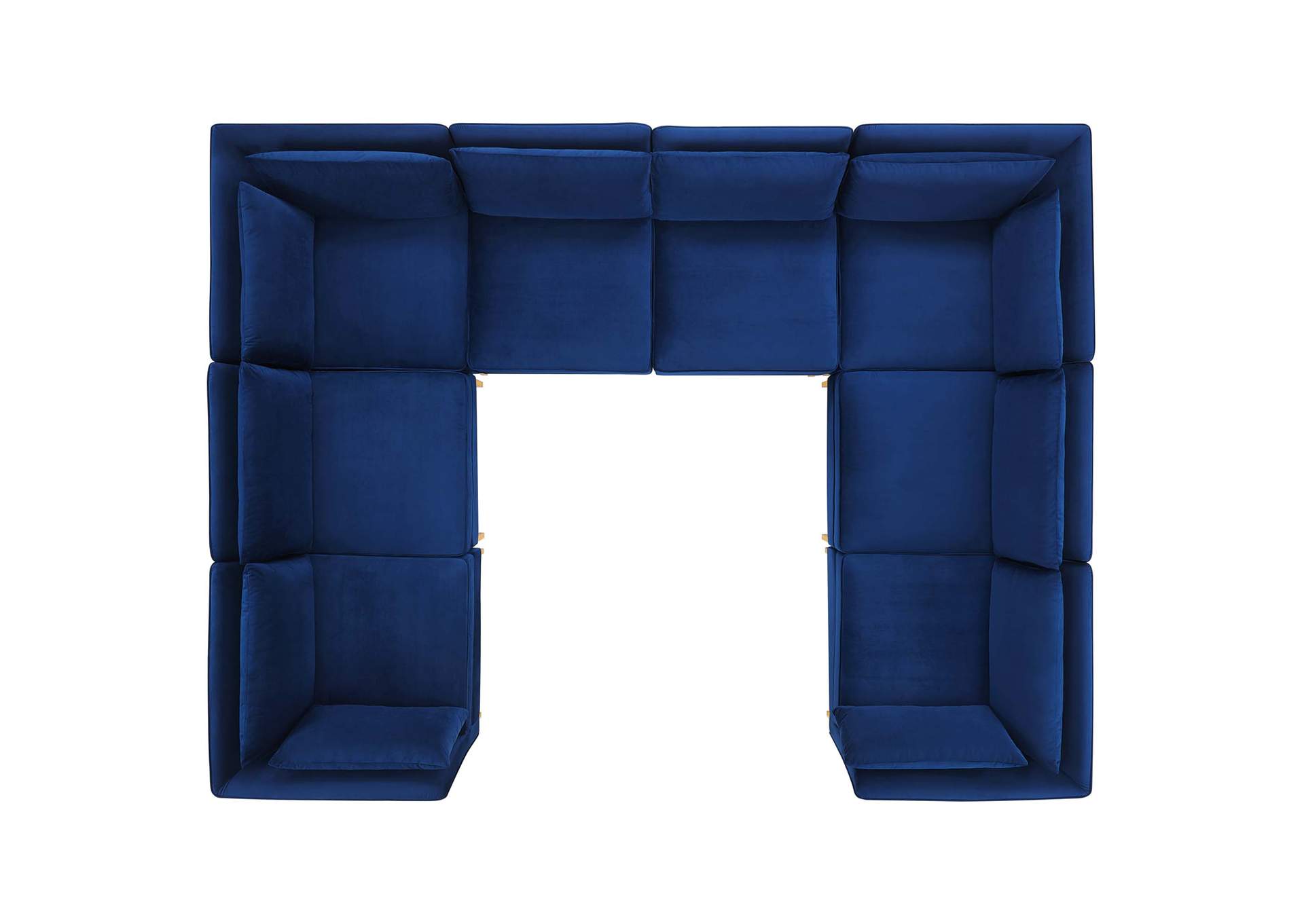 Navy Ardent 8-Piece Performance Velvet Sectional Sofa,Modway