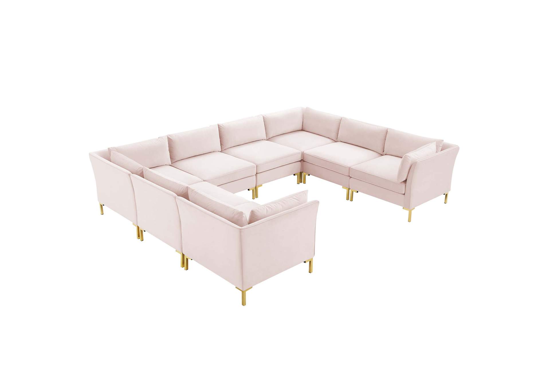 Pink Ardent 8-Piece Performance Velvet Sectional Sofa,Modway