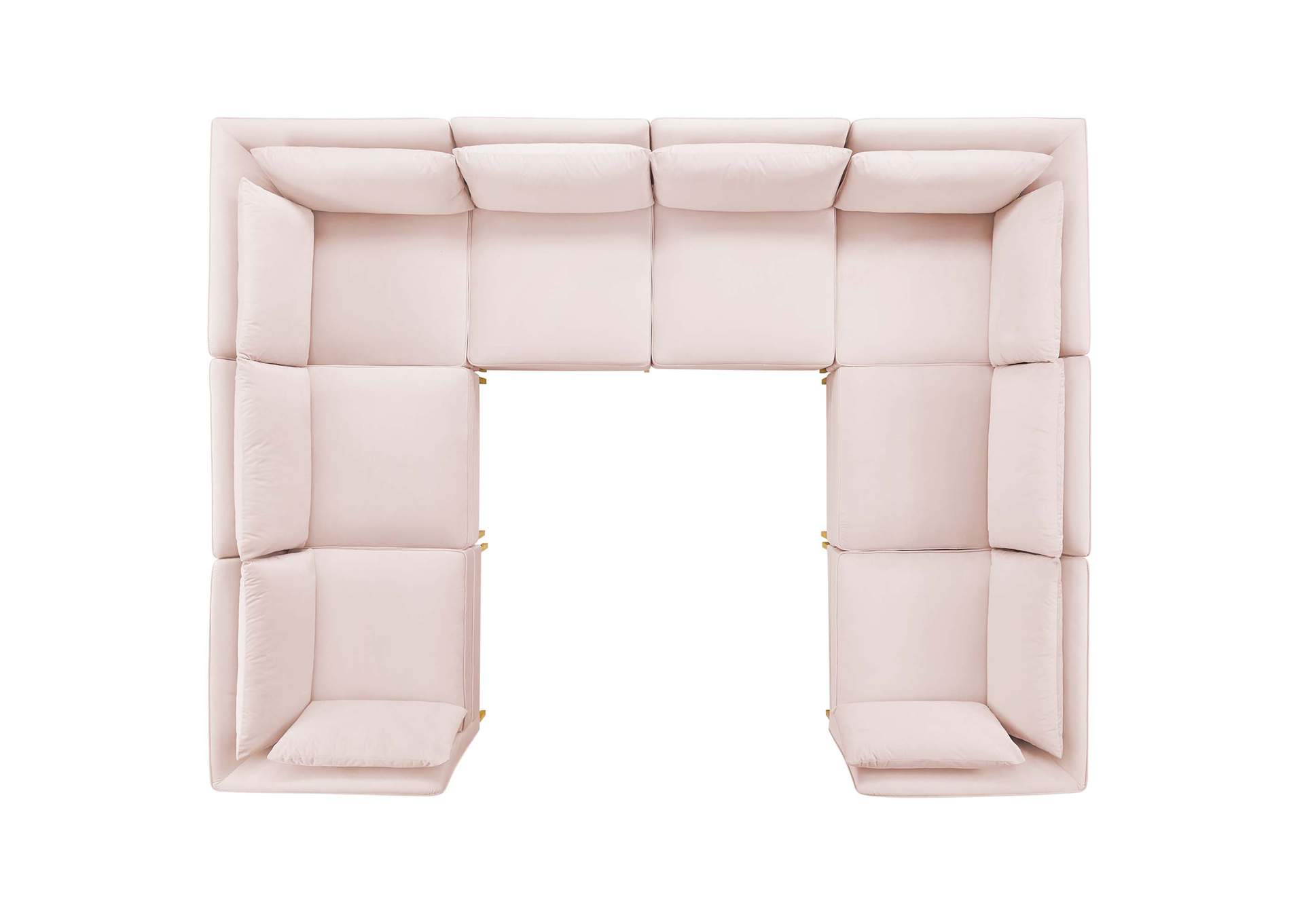 Pink Ardent 8-Piece Performance Velvet Sectional Sofa,Modway