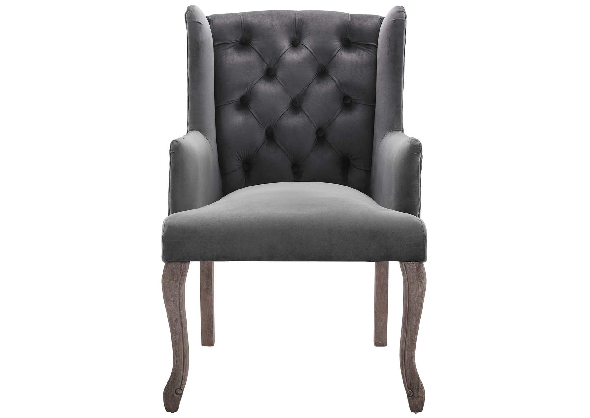 Gray Realm Arm Dining Chair Performance Velvet [Set of 2],Modway